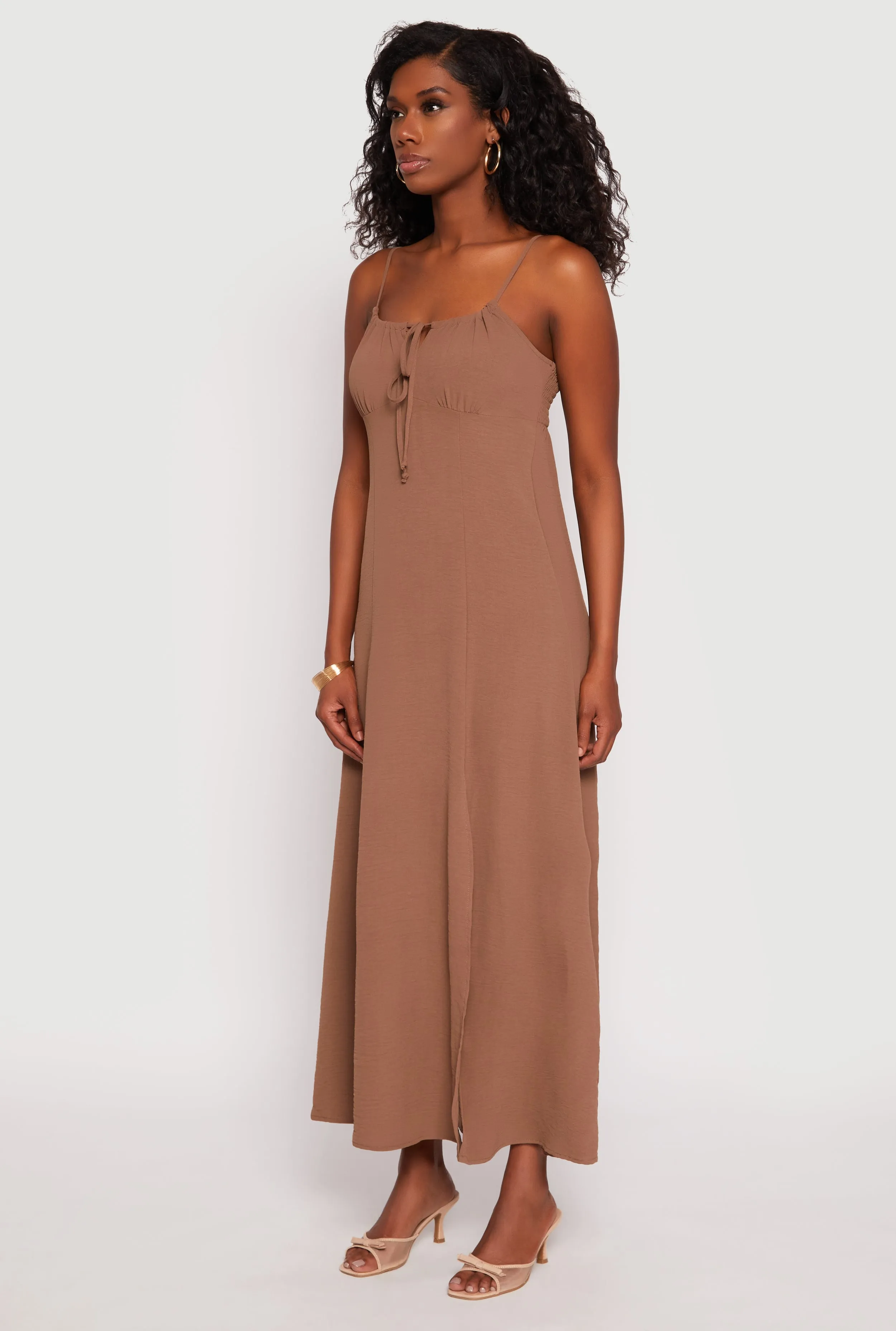Stream Path Comfortable night dress Airy Side Slit Maxi Dress