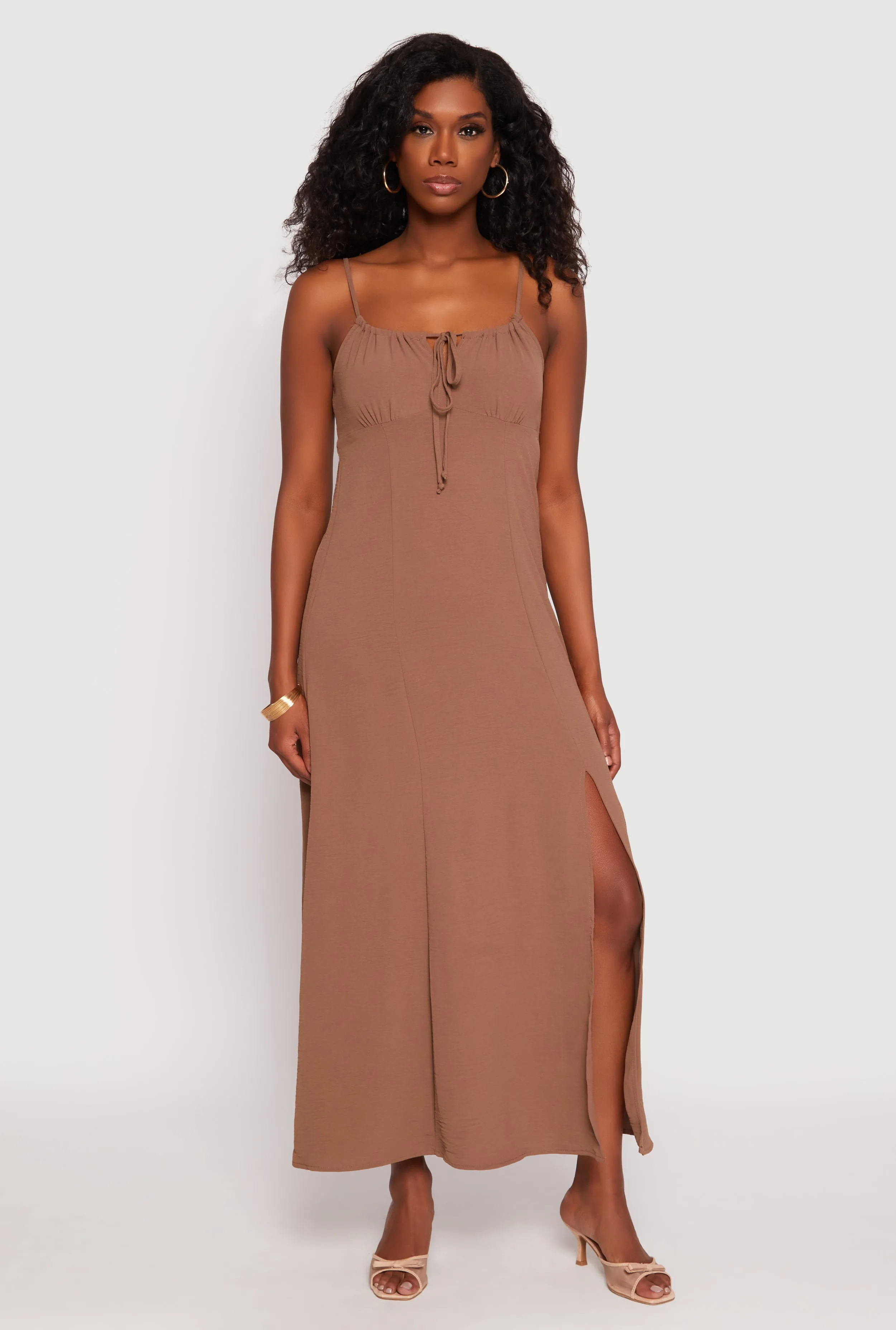 Stone Path Airy Side Slit Maxi Dress