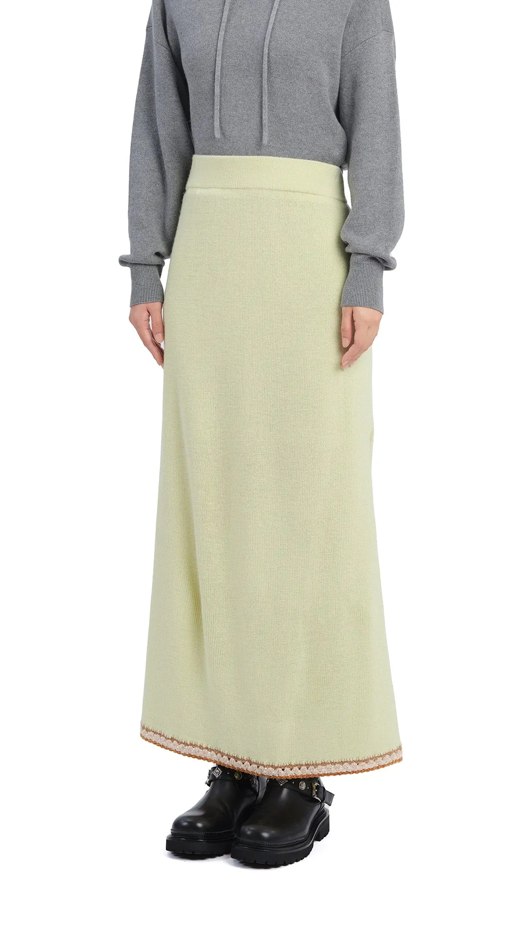 Crochet Trims Pencil Skirt Refined Edge Ankle length