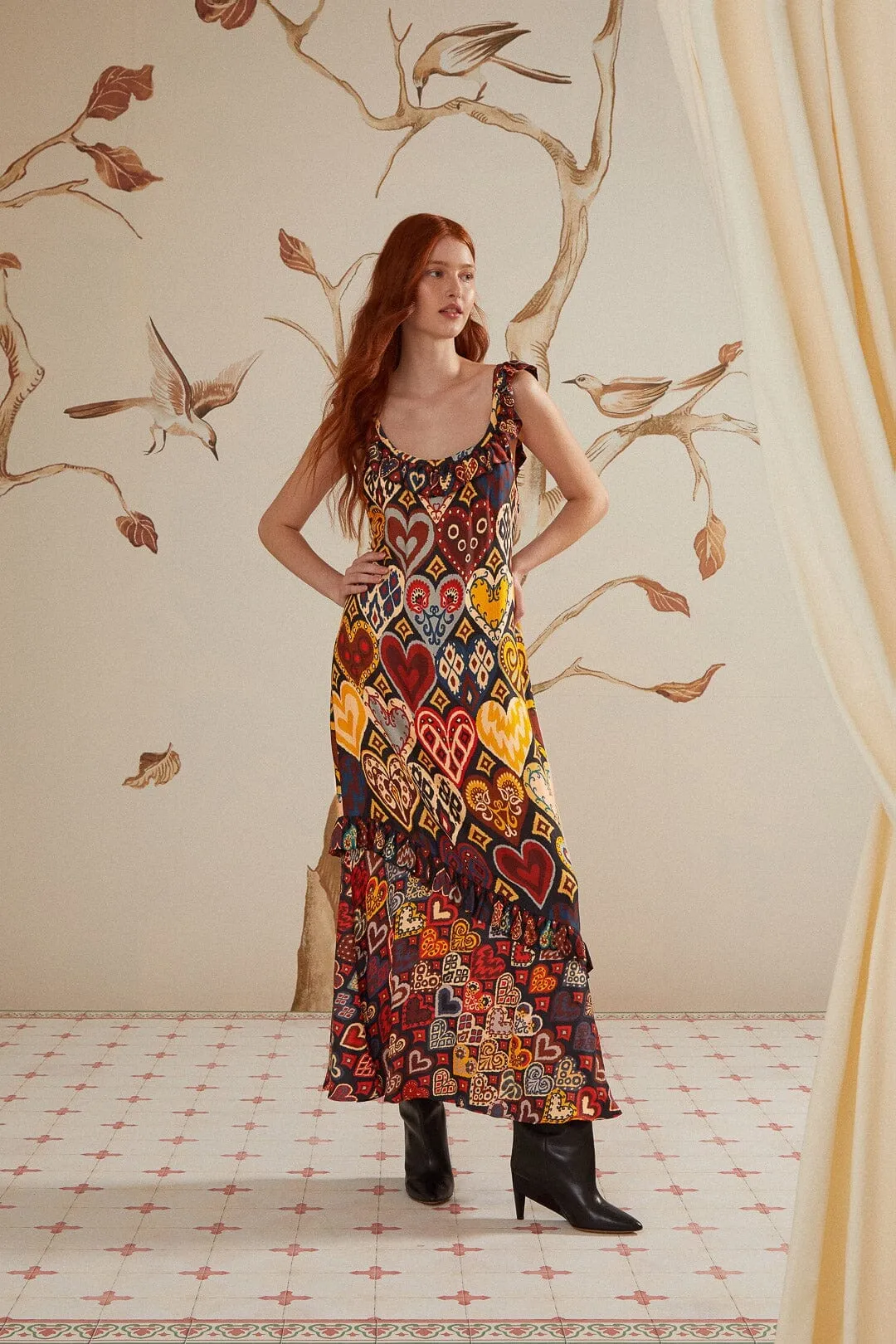 Bold pattern maxi With its timeless design this dress is perfect for any season and any setting Black Hearts Ikat LENZING? ECOVERO? Viscose Maxi Dress
