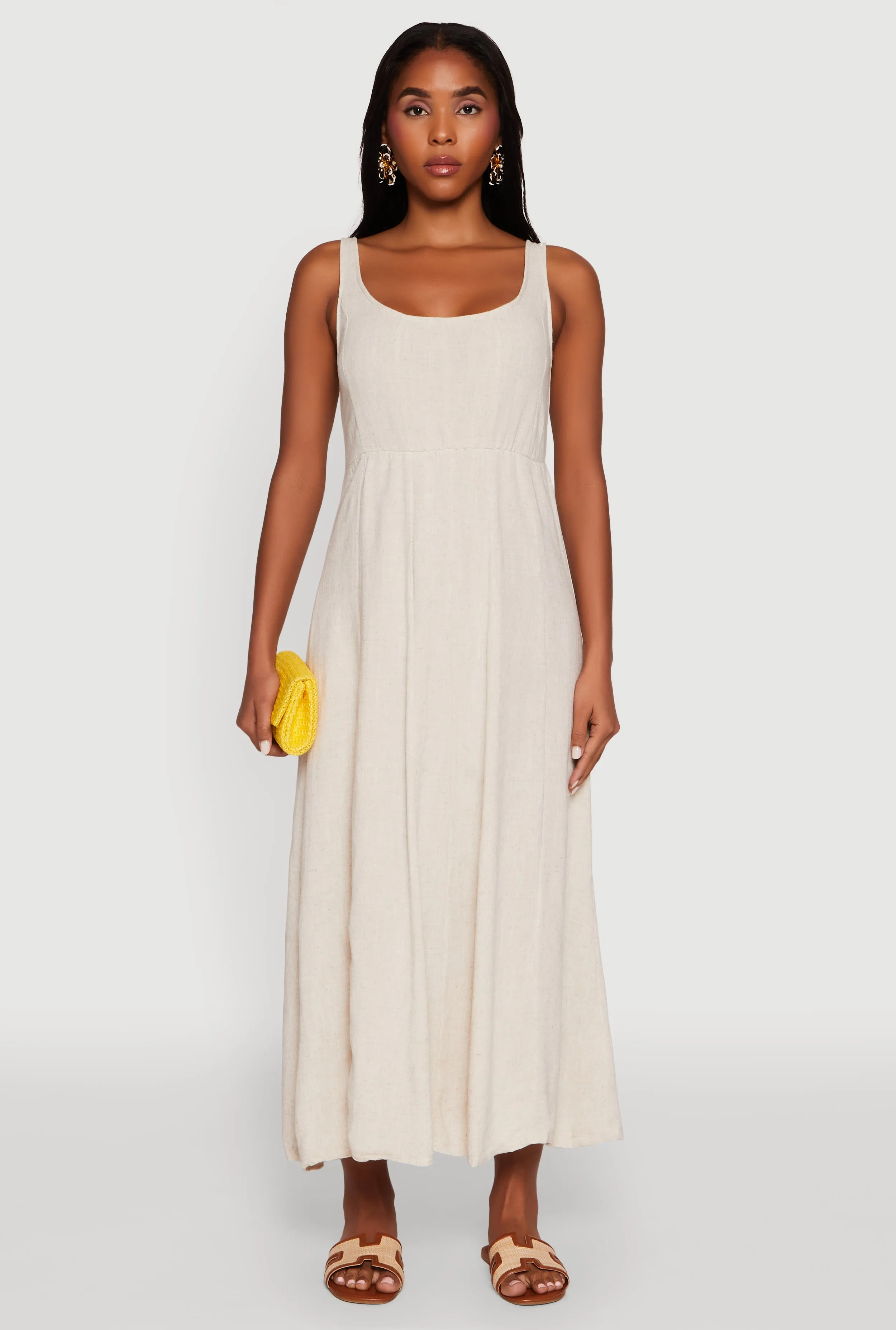 Linen Smocked Back Tank Dress Romantic evening dress bohemian flair