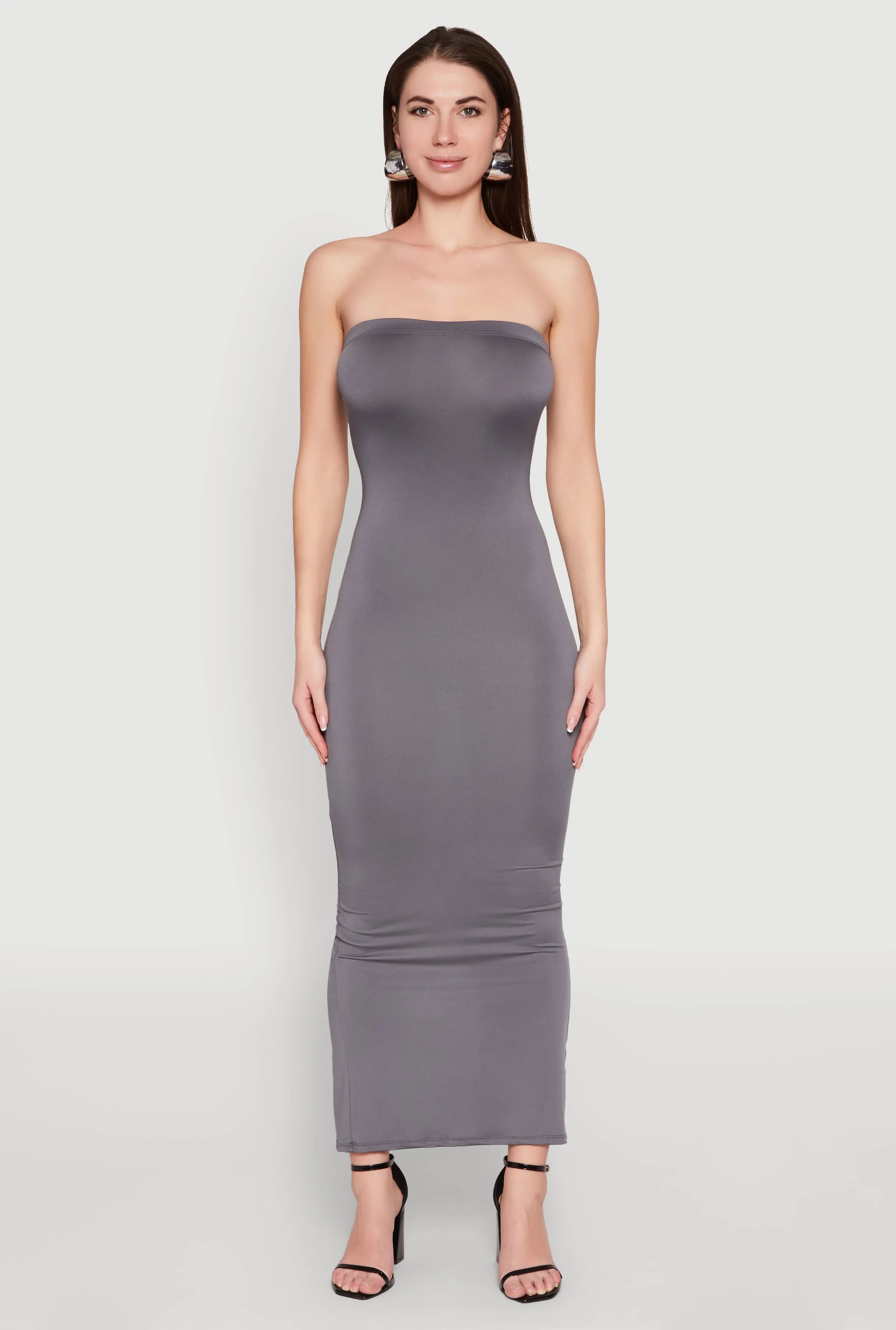 Slit Back Maxi Tube Dress Bronze Glow