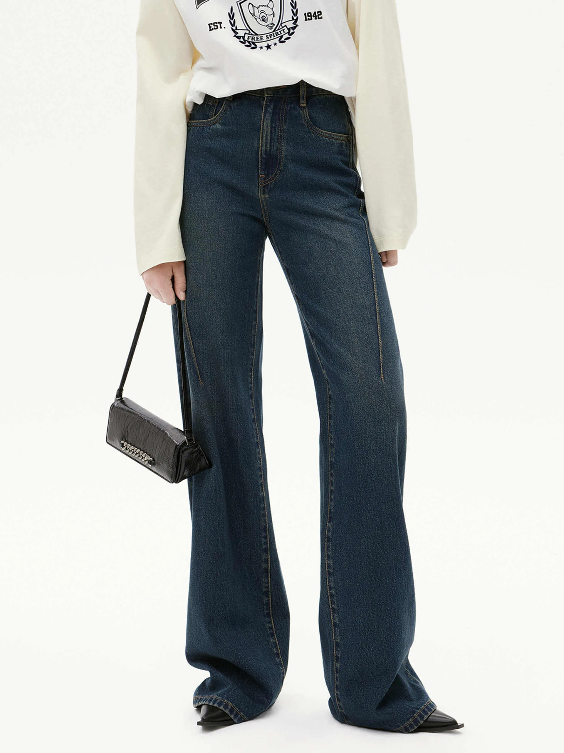 Neutral Tone Autumn Days Family Style Eco Friendly Seams Detail Straight Jeans