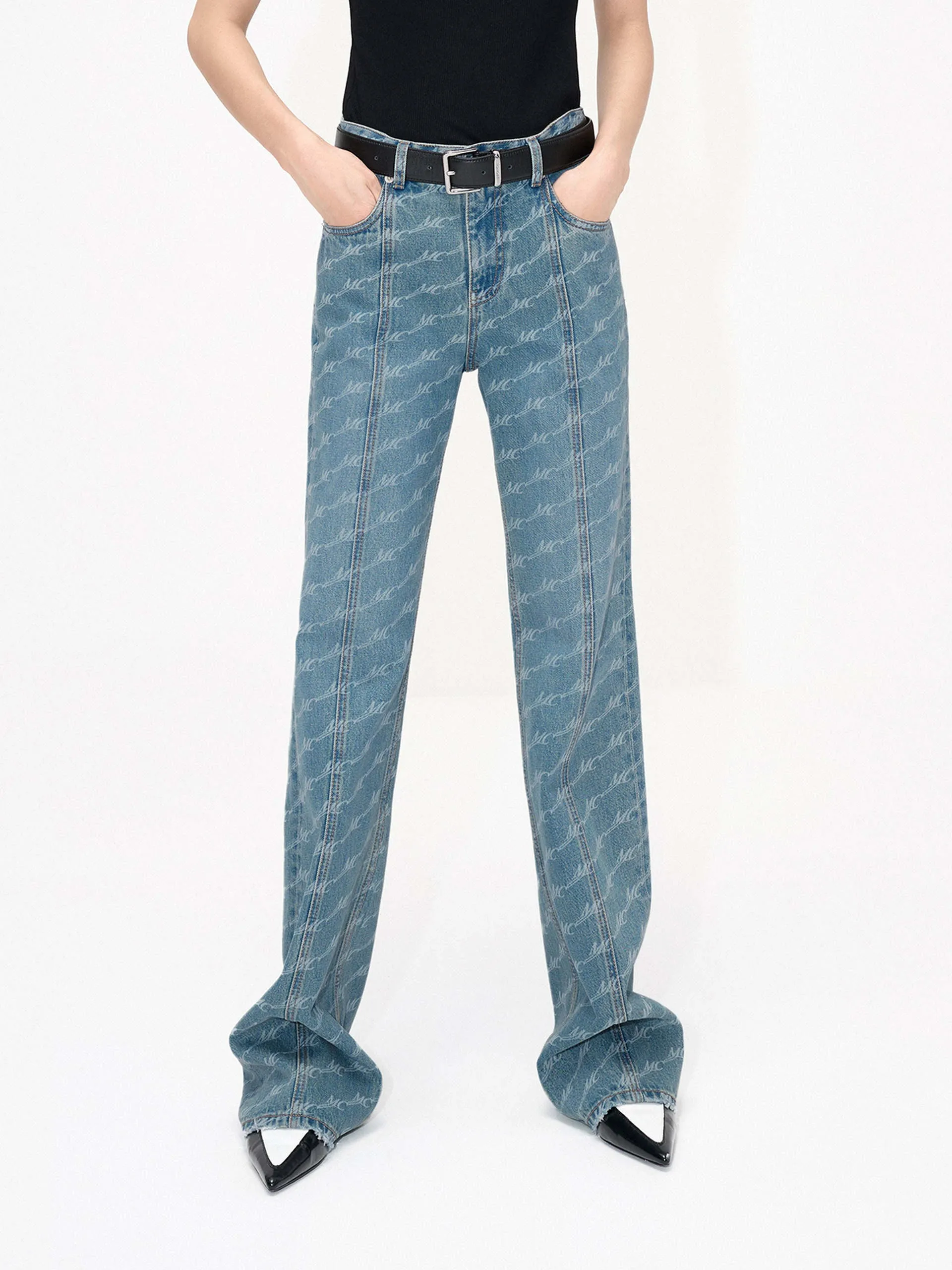 Seam Details Monogram Jeans Everyday Confidence