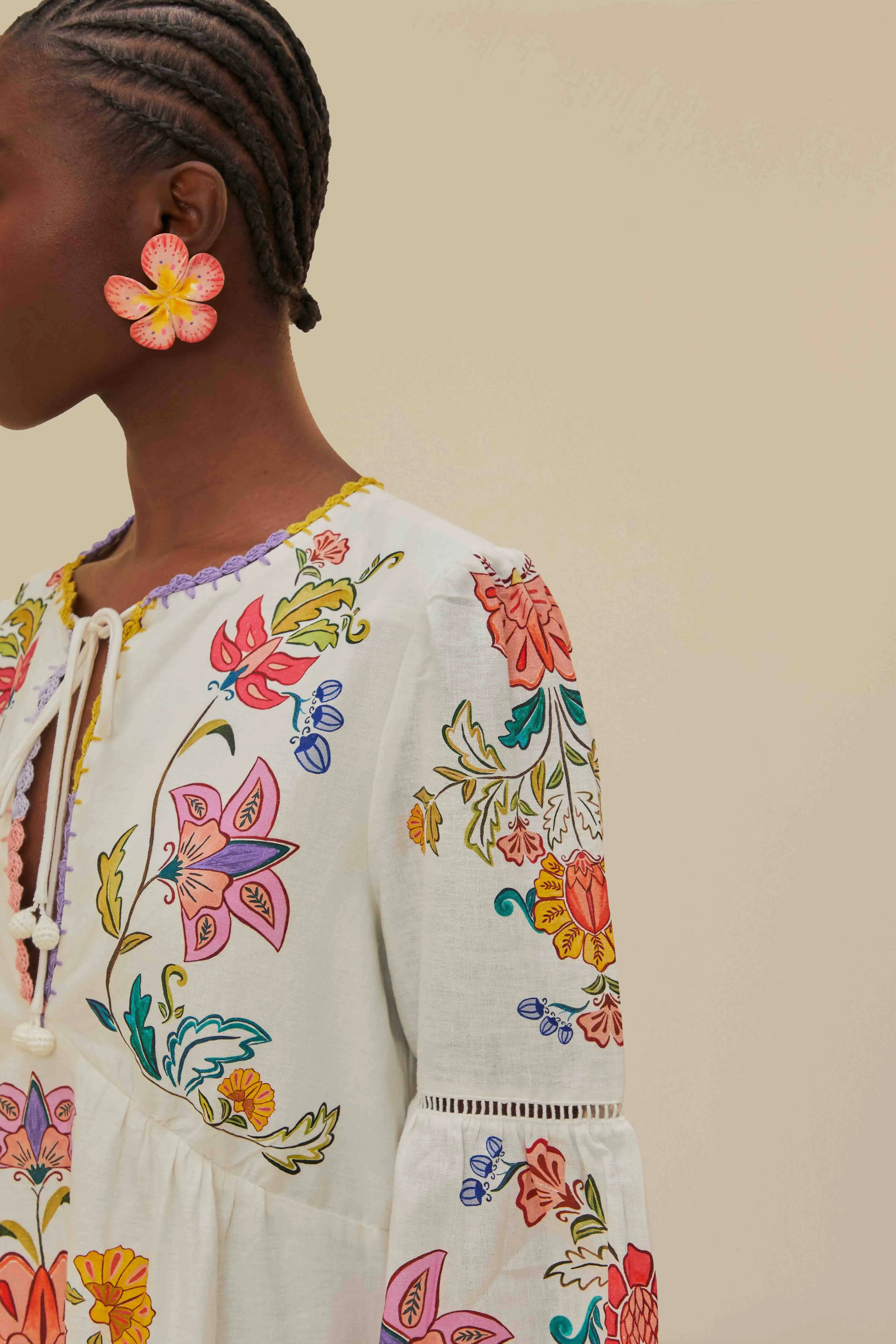 Off-White Floral Insects Mini Dress Easy Fit Urban Mood