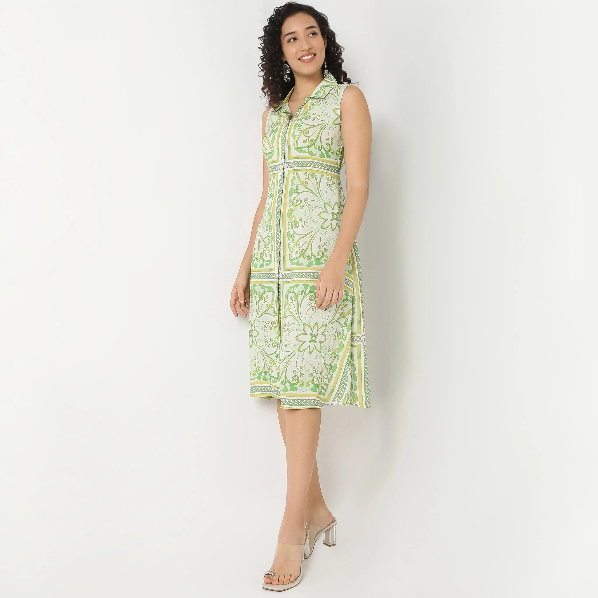 Belted Sleeveless Shirt Dress Vital Core