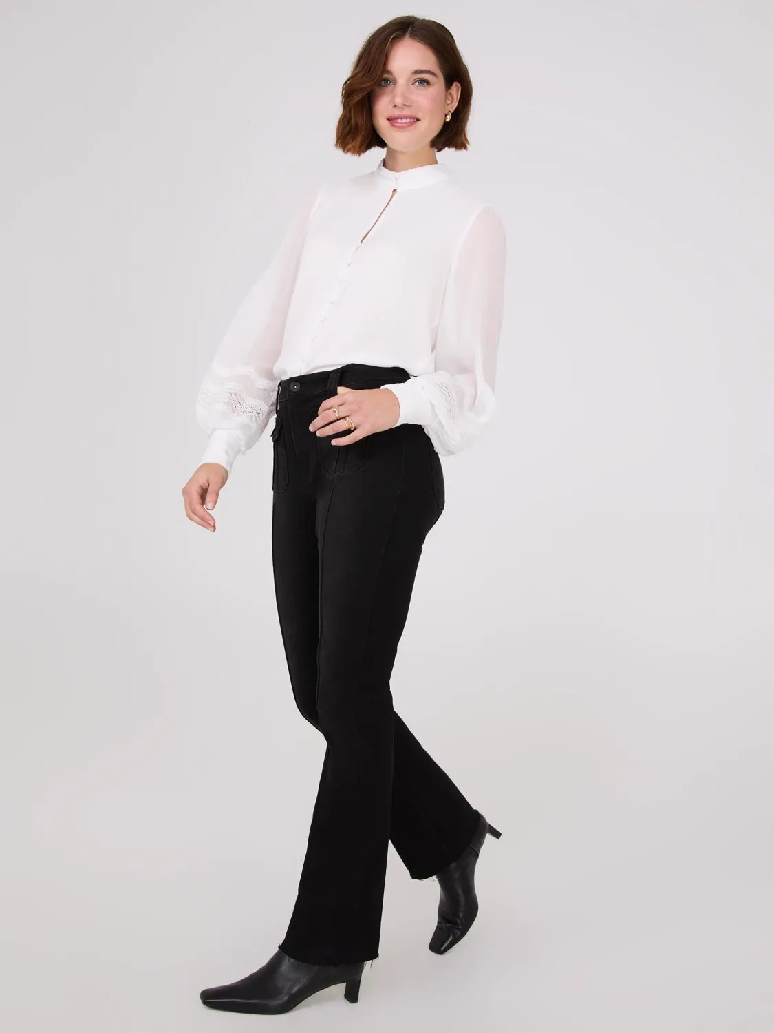 Parent Style Family Style Bold Look Parent Style Pintuck Front Bootcut Jeans