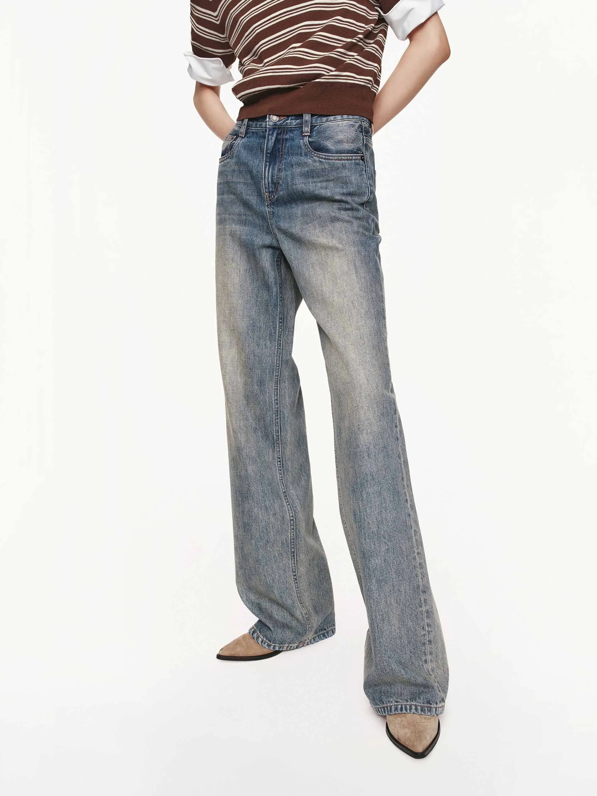 Strong Stitch Urban Explorer Picnic Style Vintage Faded Wash Jeans