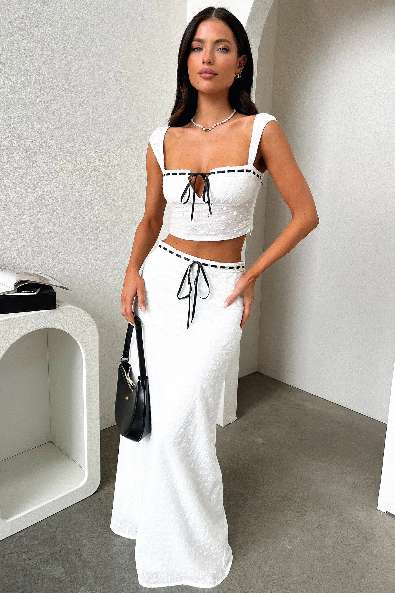 Flora Maxi Skirt - White Fashion Tones Pull On Style