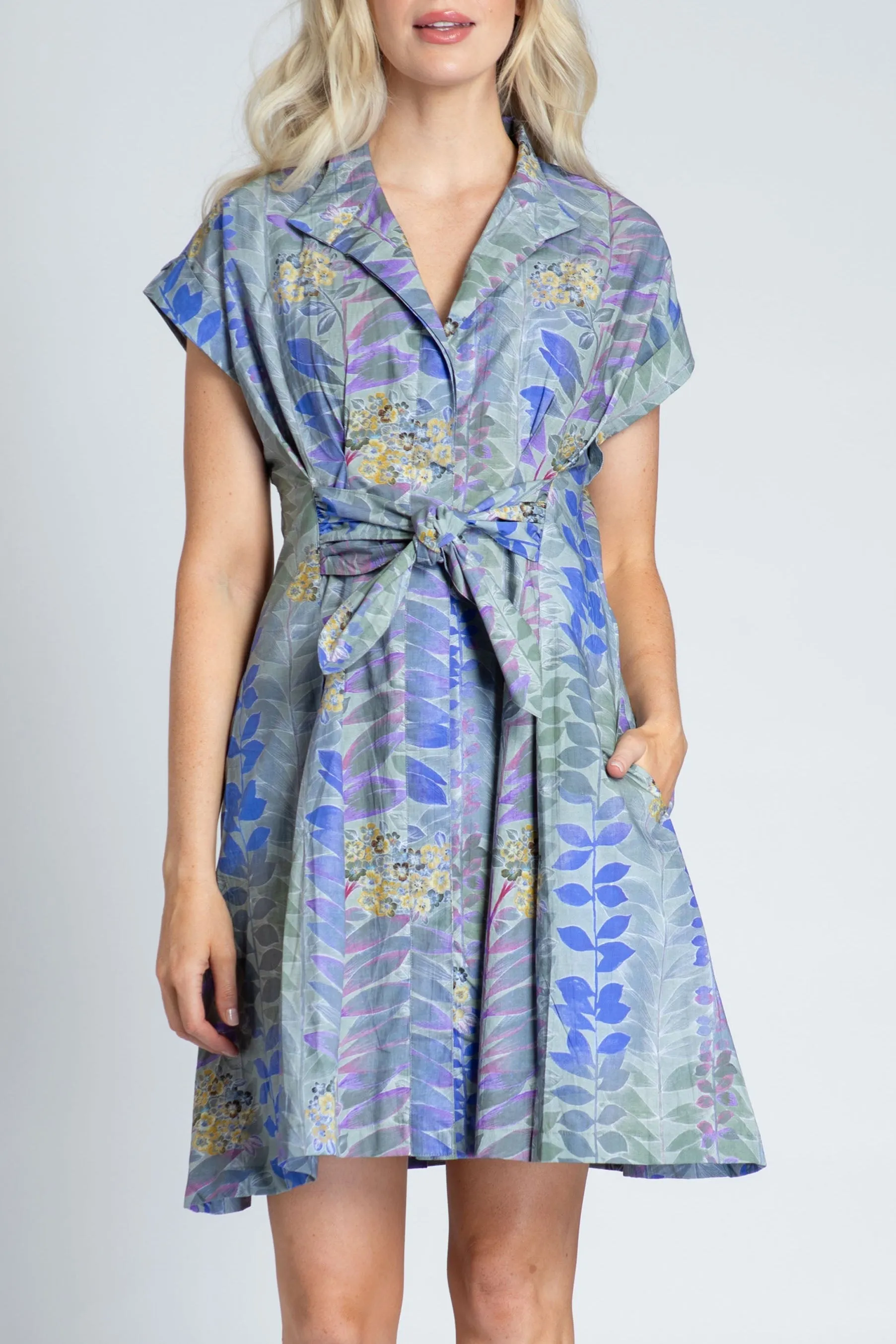 Shoot Mood Short Sleeve Shirt Dress With Self Tie