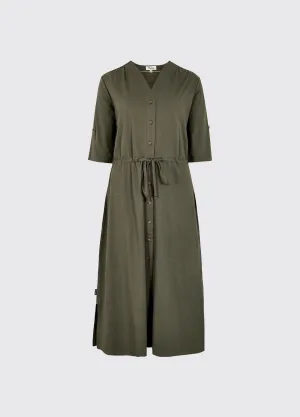 Hanlon Women??s midi length shirt dress - Kelp NonSlip Grips