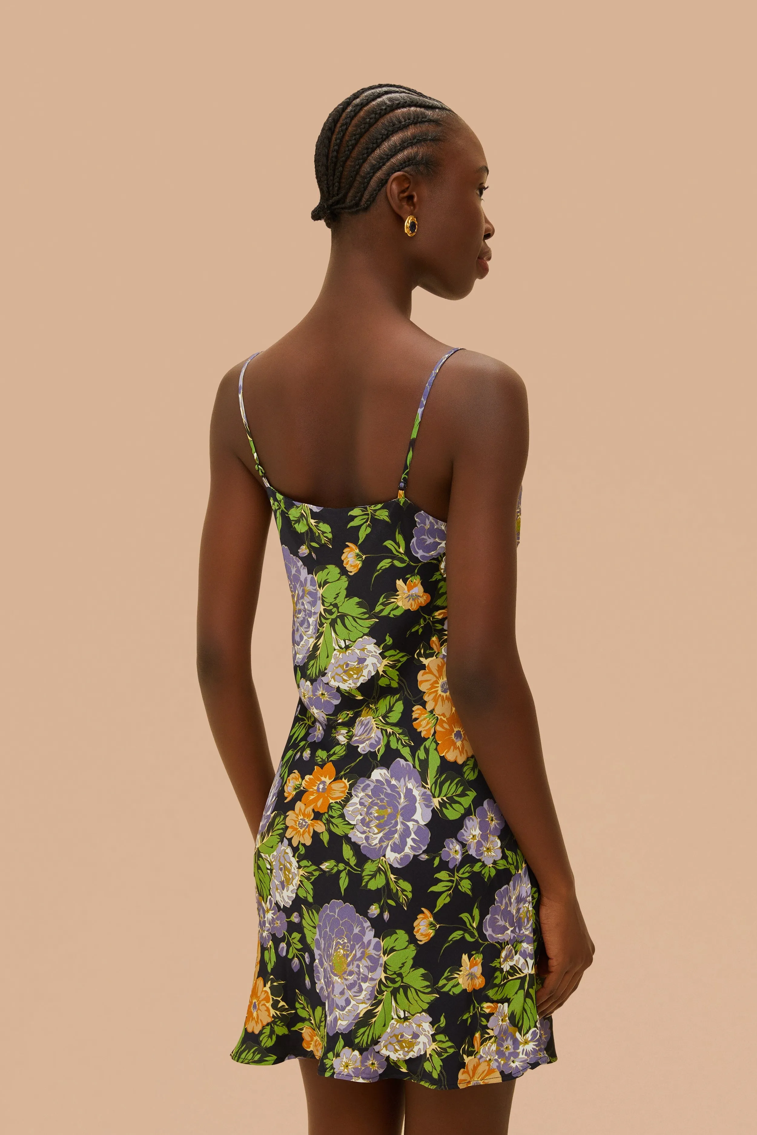 Weekend Fun Bohemian Design Capri Floral Black Sleveless Mini Dress
