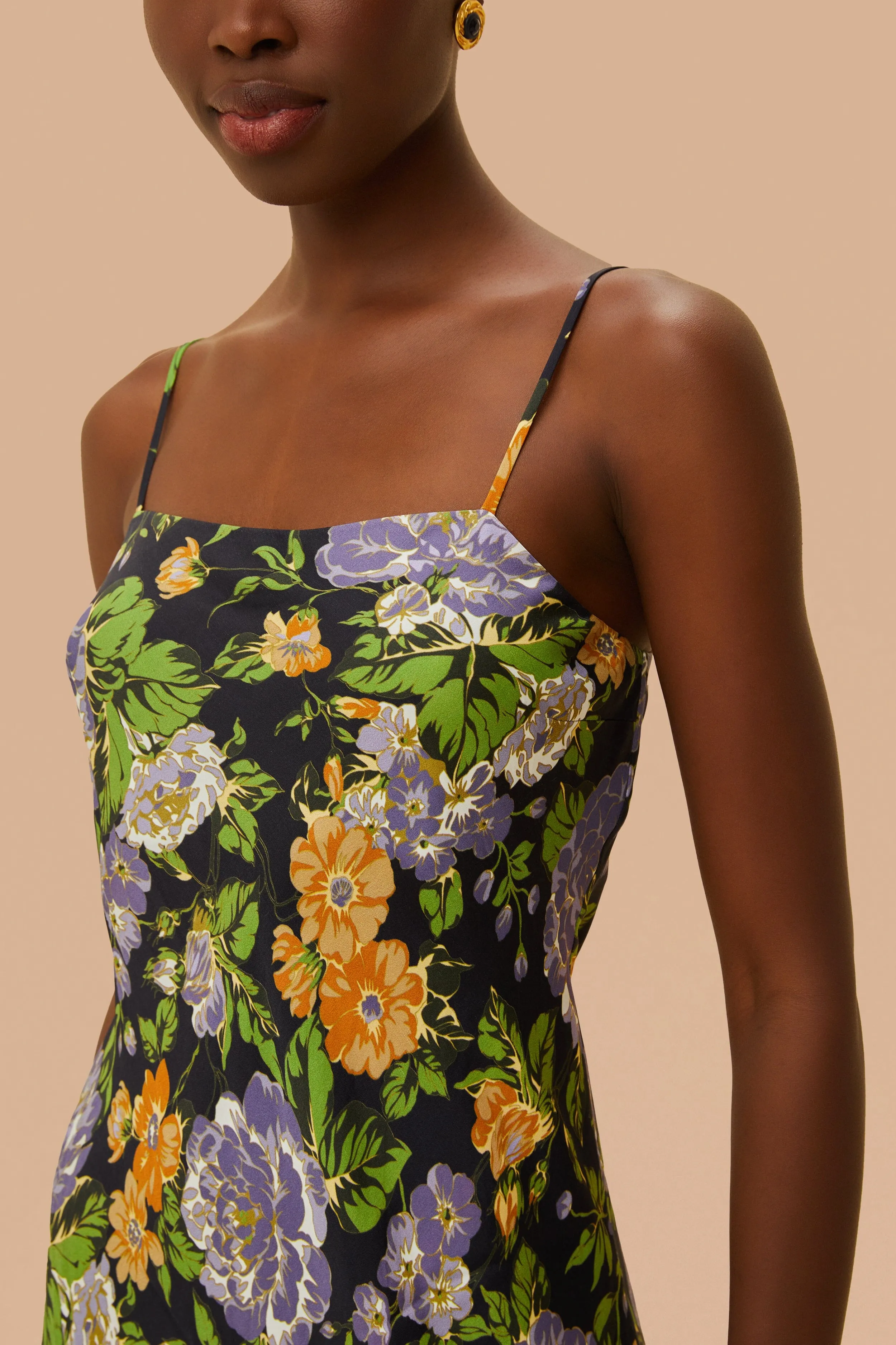Capri Floral Black Sleveless Mini Dress Relaxed Chic Look Effortless evening attire
