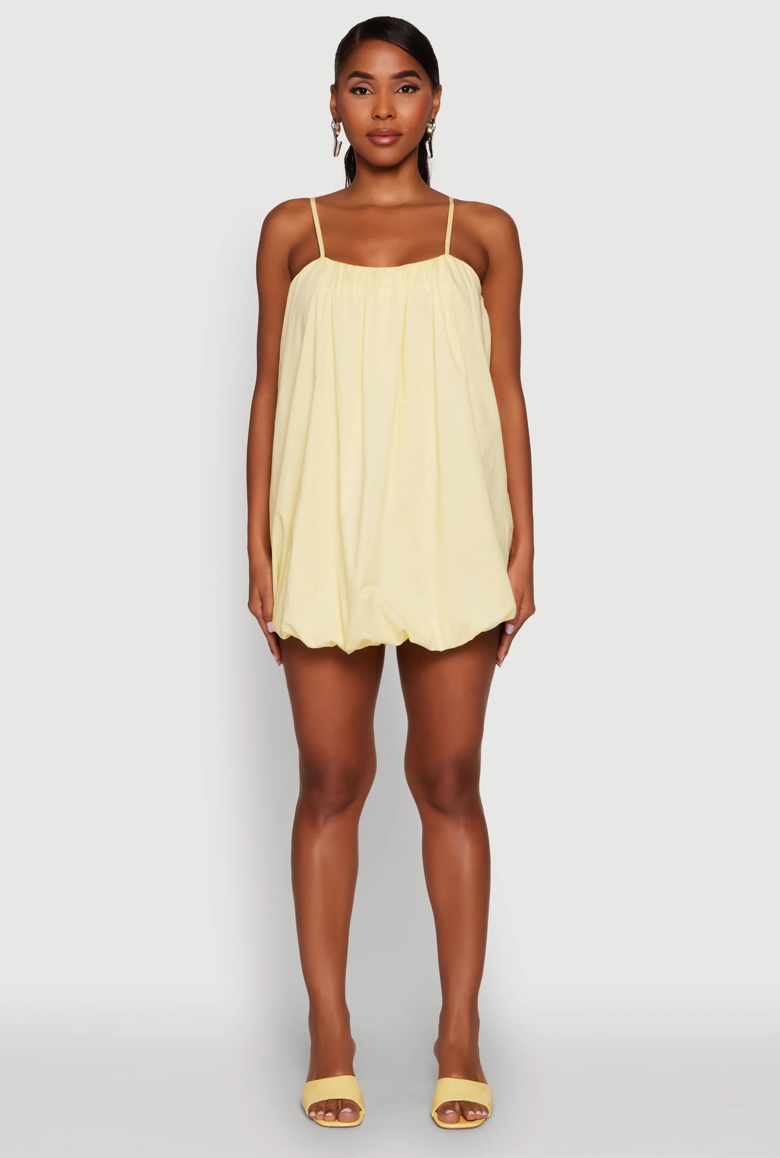 Beat Star Scene Fresh Chic Poplin Bubble Hem Spaghetti Strap Dress