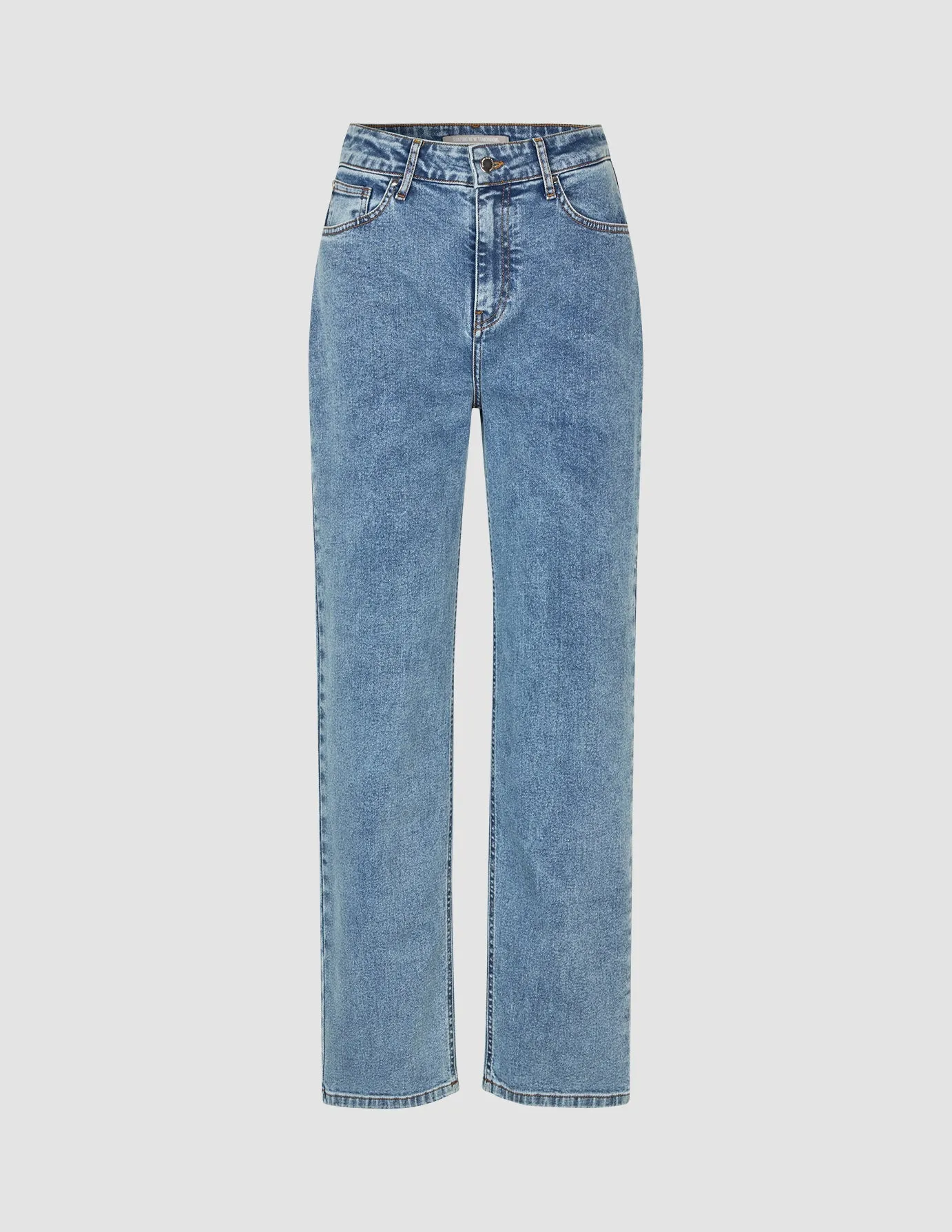 Tagless Design Versatile Look Jeans Straight Snow Blue Wash