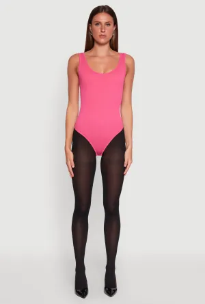 Ribbed Knit Seamless Scoop Neck Sleeveless Bodysuit Durable Soft