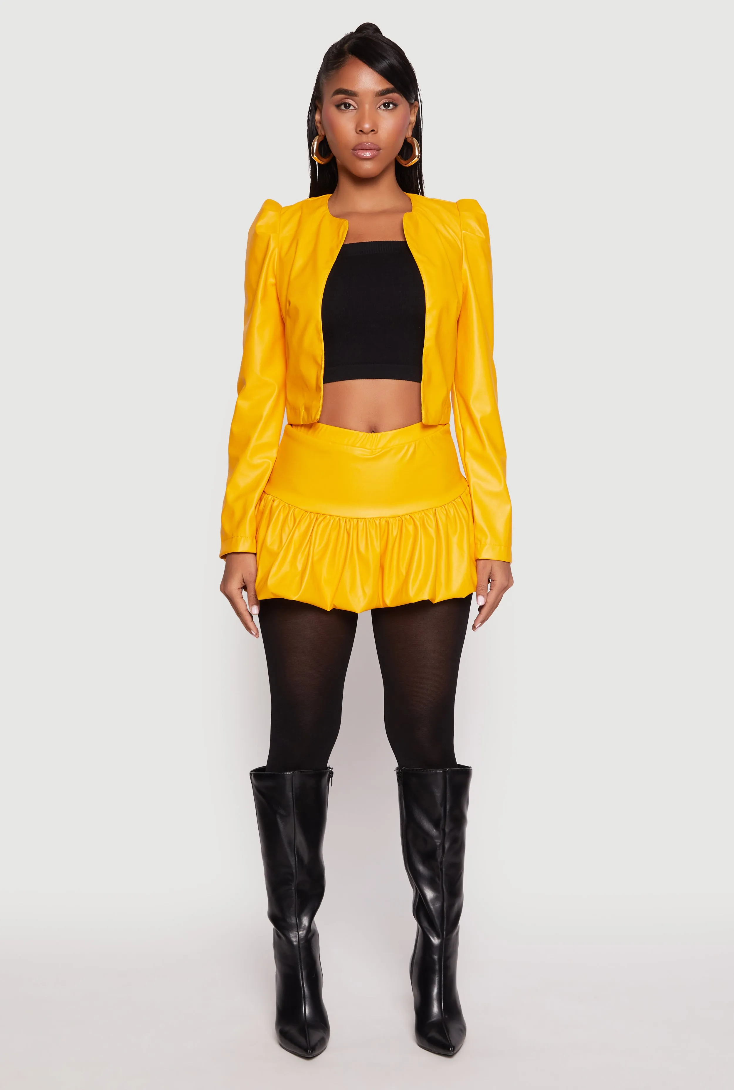 Faux Leather Bubble Mini Skort Urban Pulse Outfit Mix