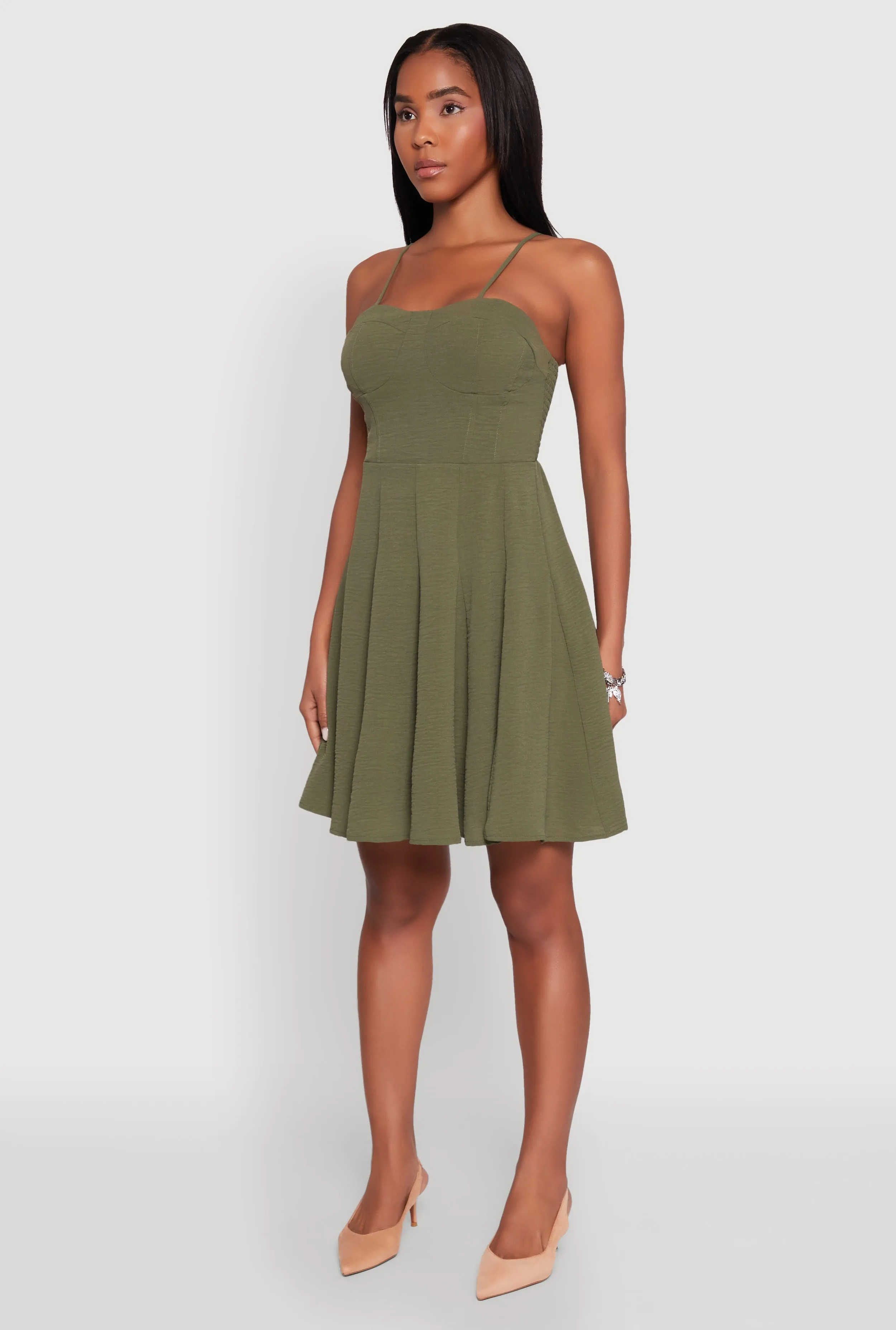 Airy Bustier Pleated Skater Dress Stage Mode Eye Candy