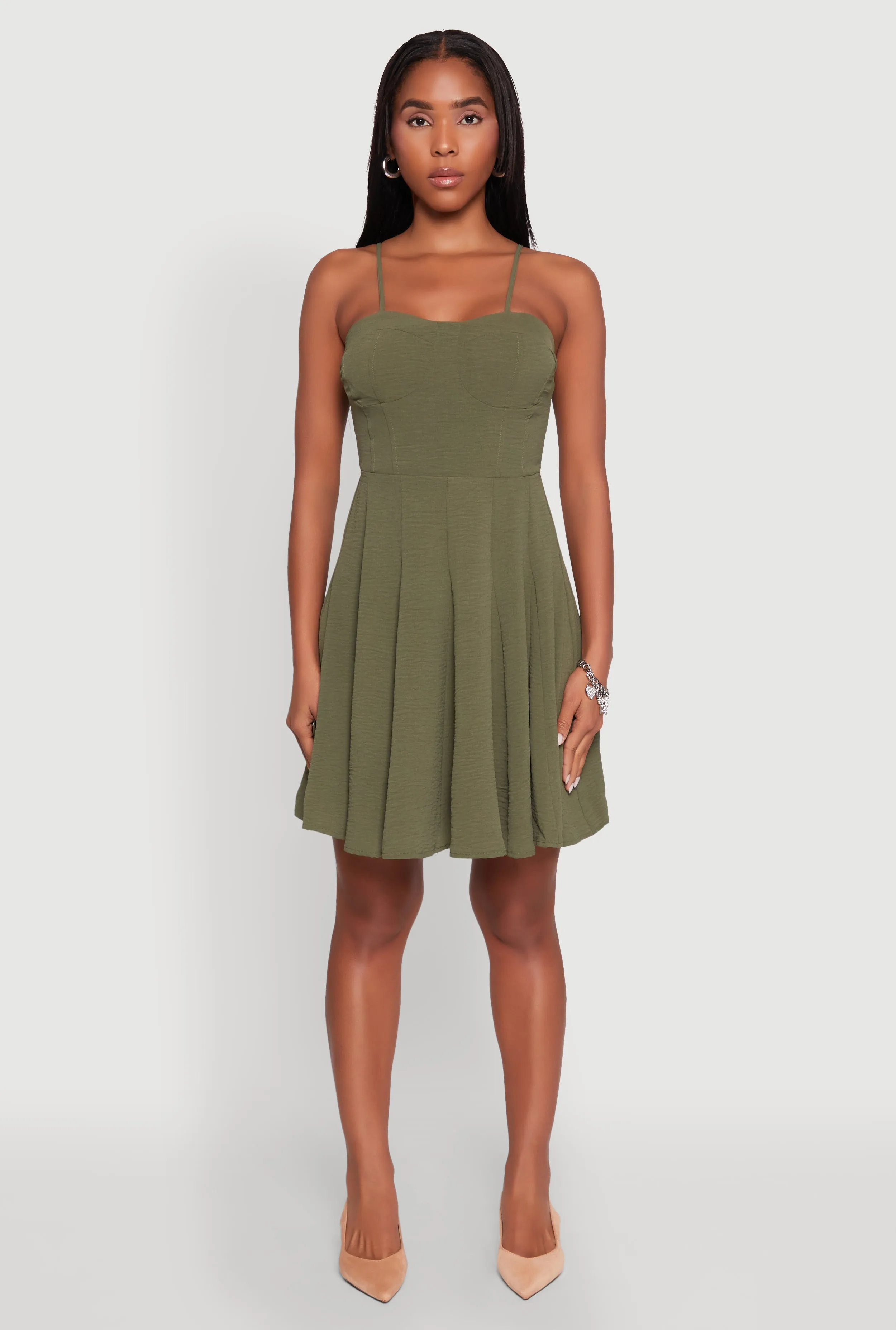 playful mini Urban Heat Airy Bustier Pleated Skater Dress