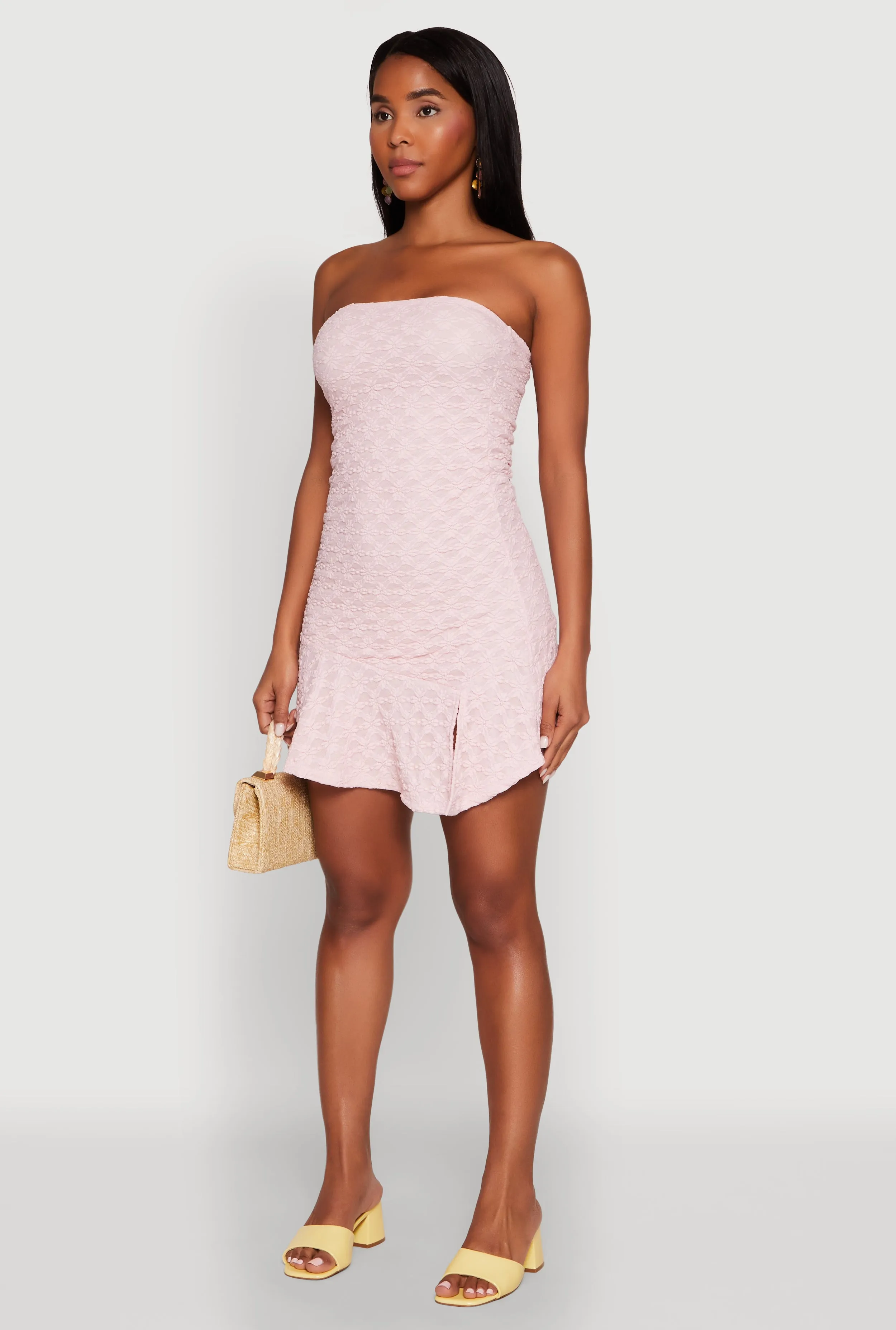 Fast Life Madden Girl Floral Lace Strapless Mini Dress