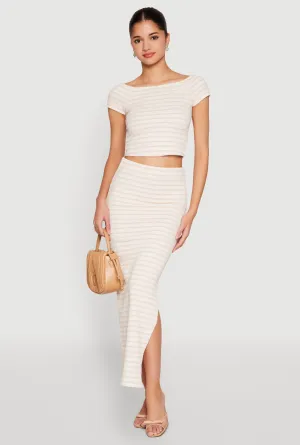 Almost Famous Striped Side Slit Skirt Fashion Collab Everyday Essential
