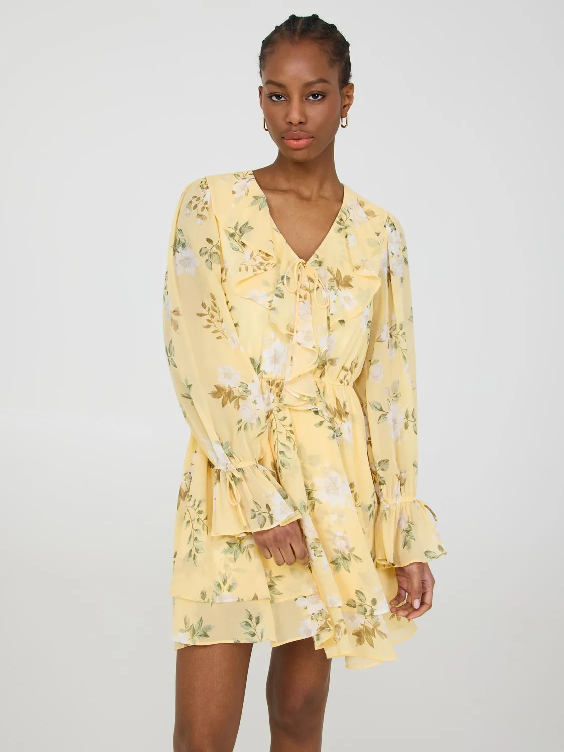 Floral Ruffle Chiffon Mini Dress Dress for warm weather Hot Beat