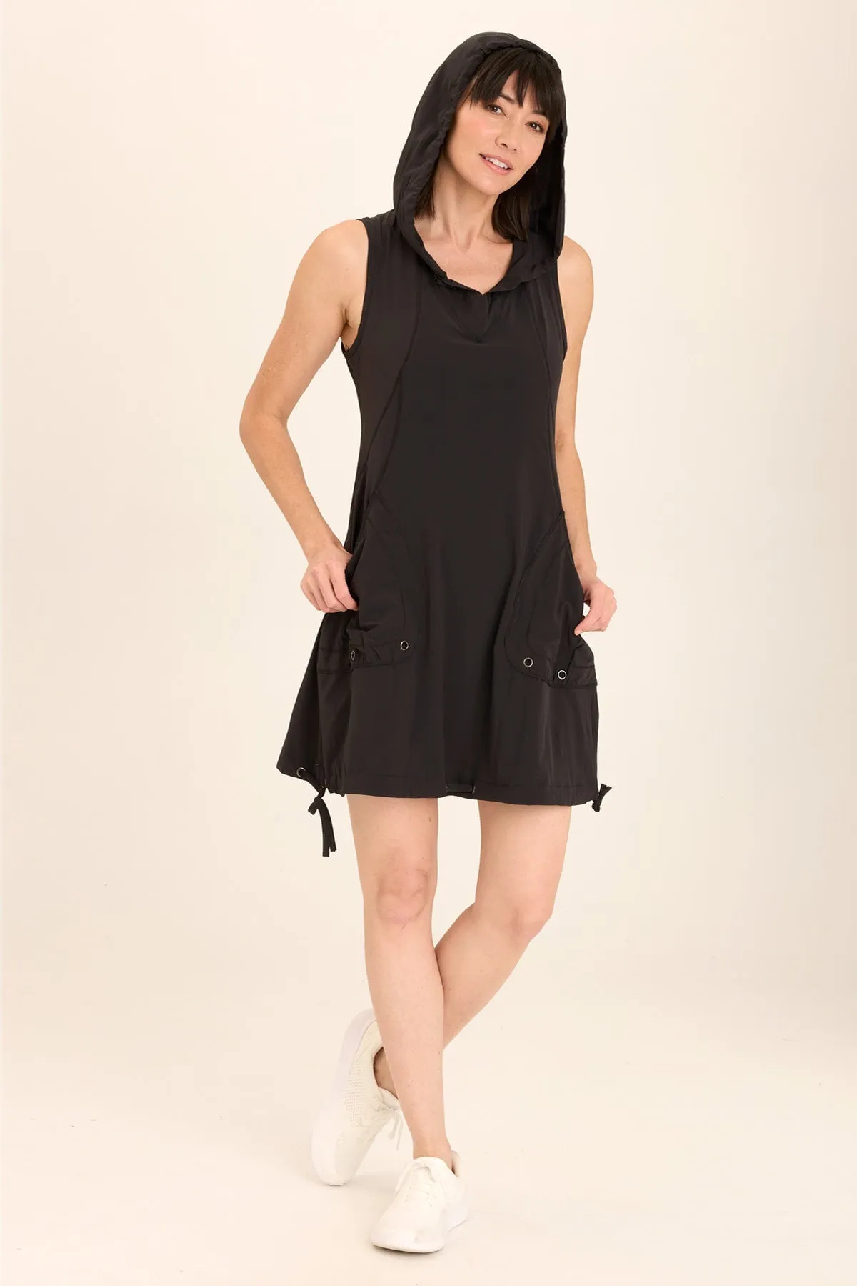 Sumi Active Whisper Stretch Hooded Cargo Mini Dress Brunch Fit