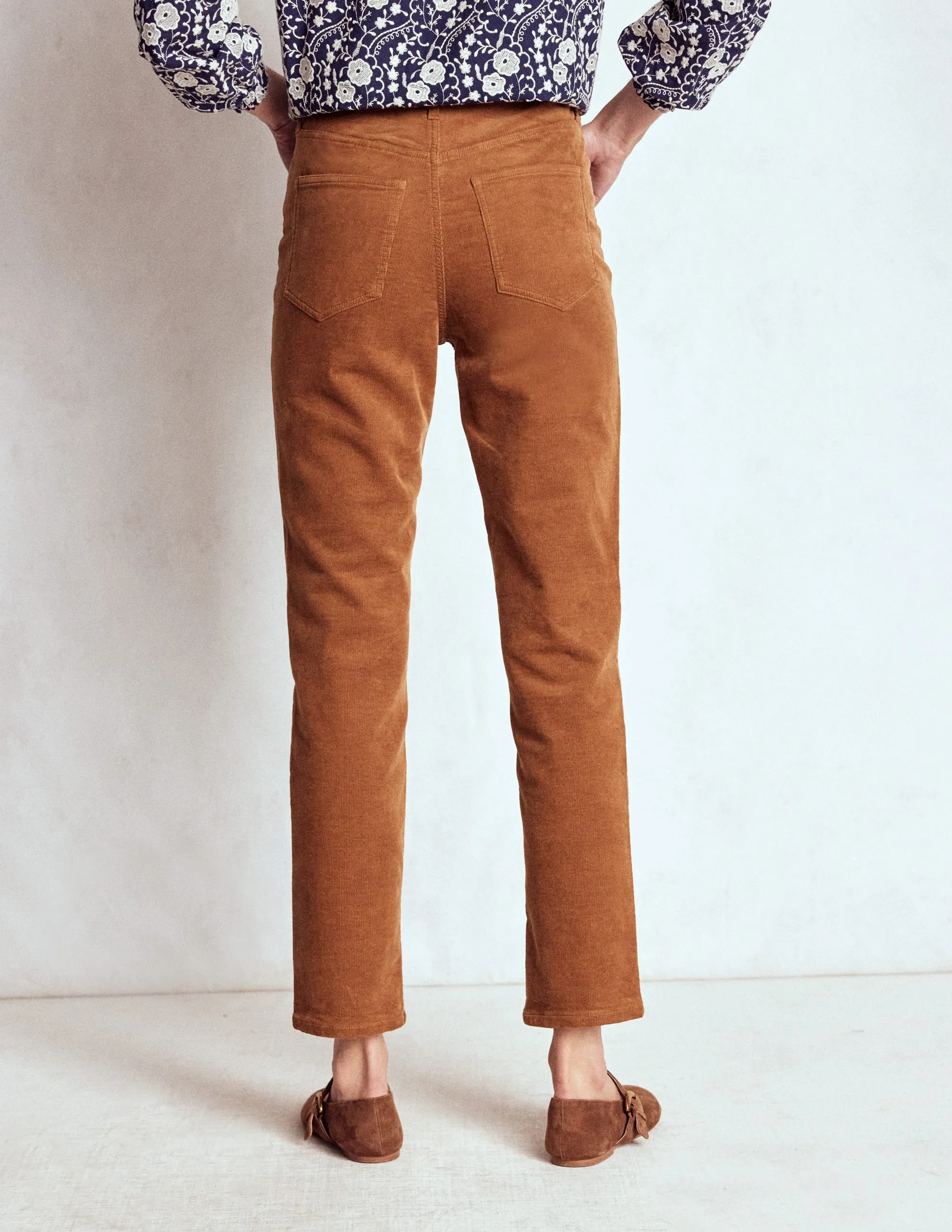 Urban Fit Utility Look High-Waisted Cord Slim Jeans-Ginger