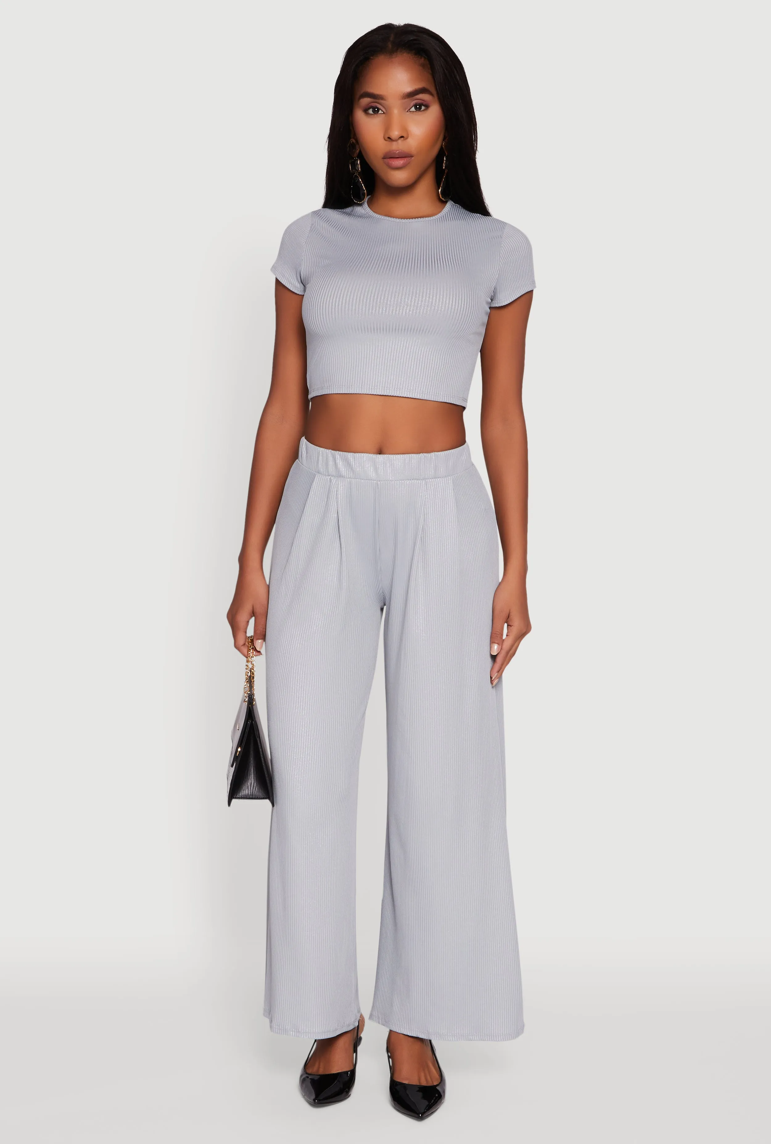 Halloween Lurex Ribbed Knit Cropped Top