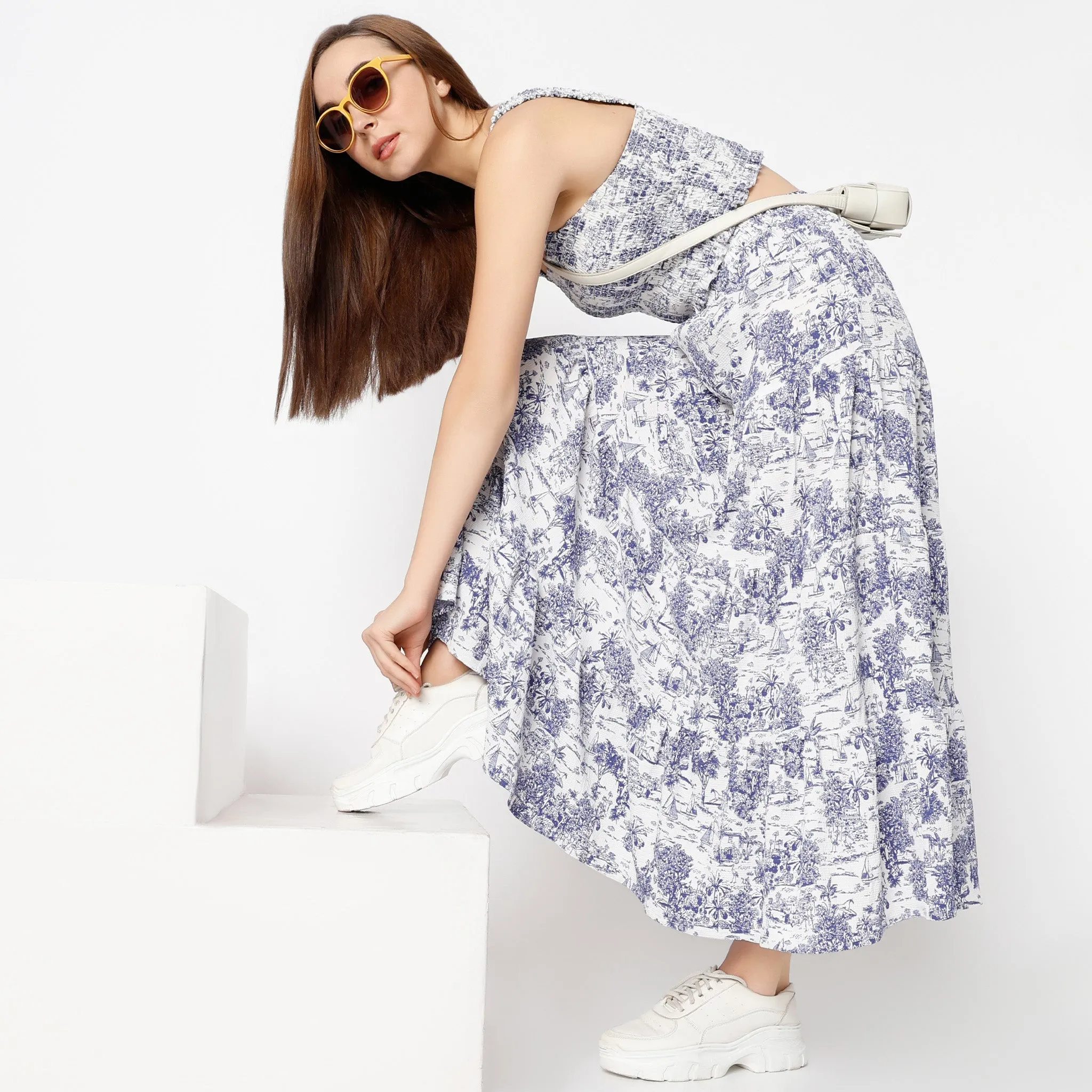 River Flow AntiSlip Grip Ankle Length Flare Fit Printed Betty Skirts