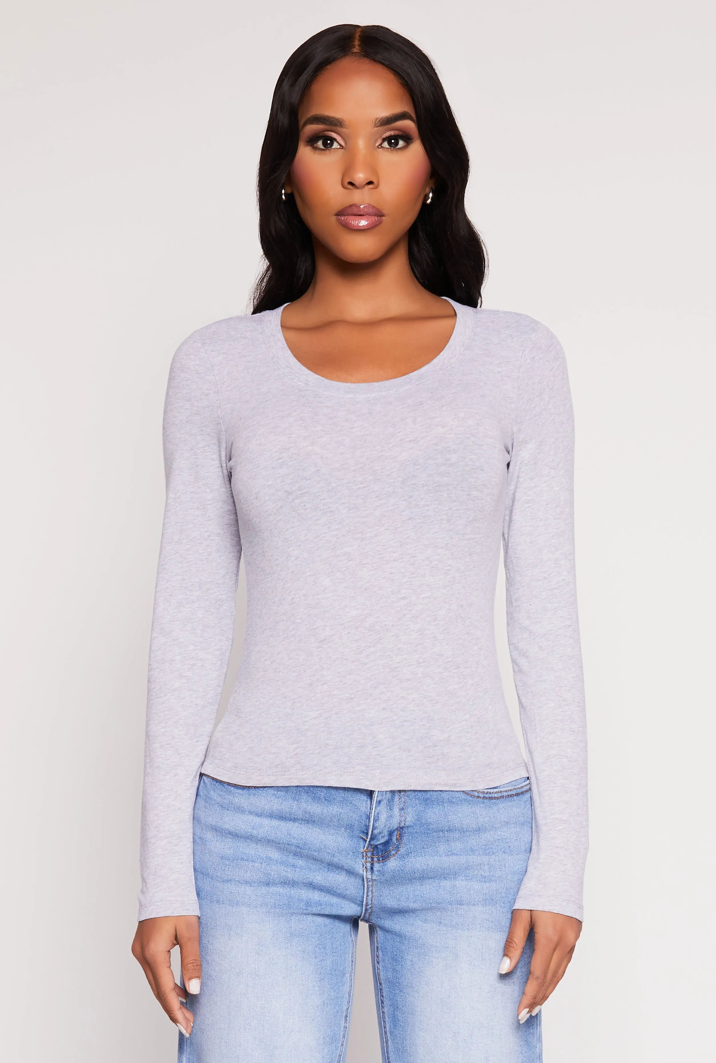 Basic Scoop Neck Long Sleeve Top Comfortable and Chic