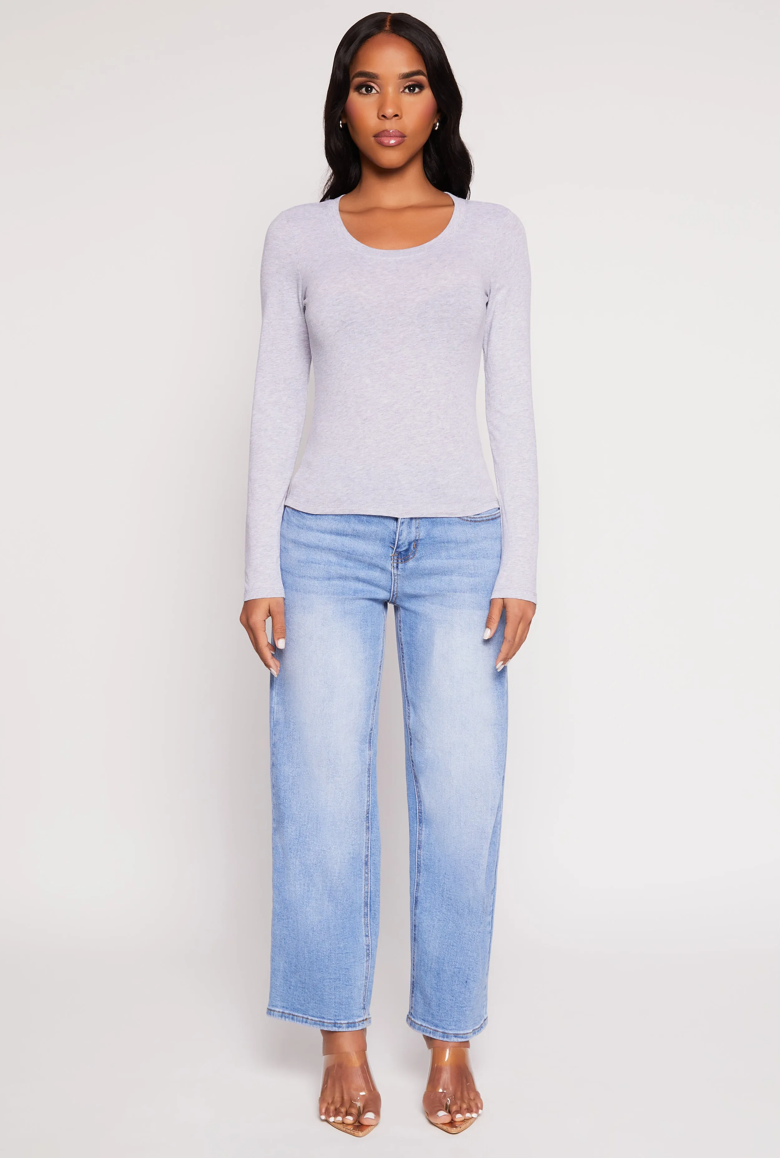 Basic Scoop Neck Long Sleeve Top Picnic