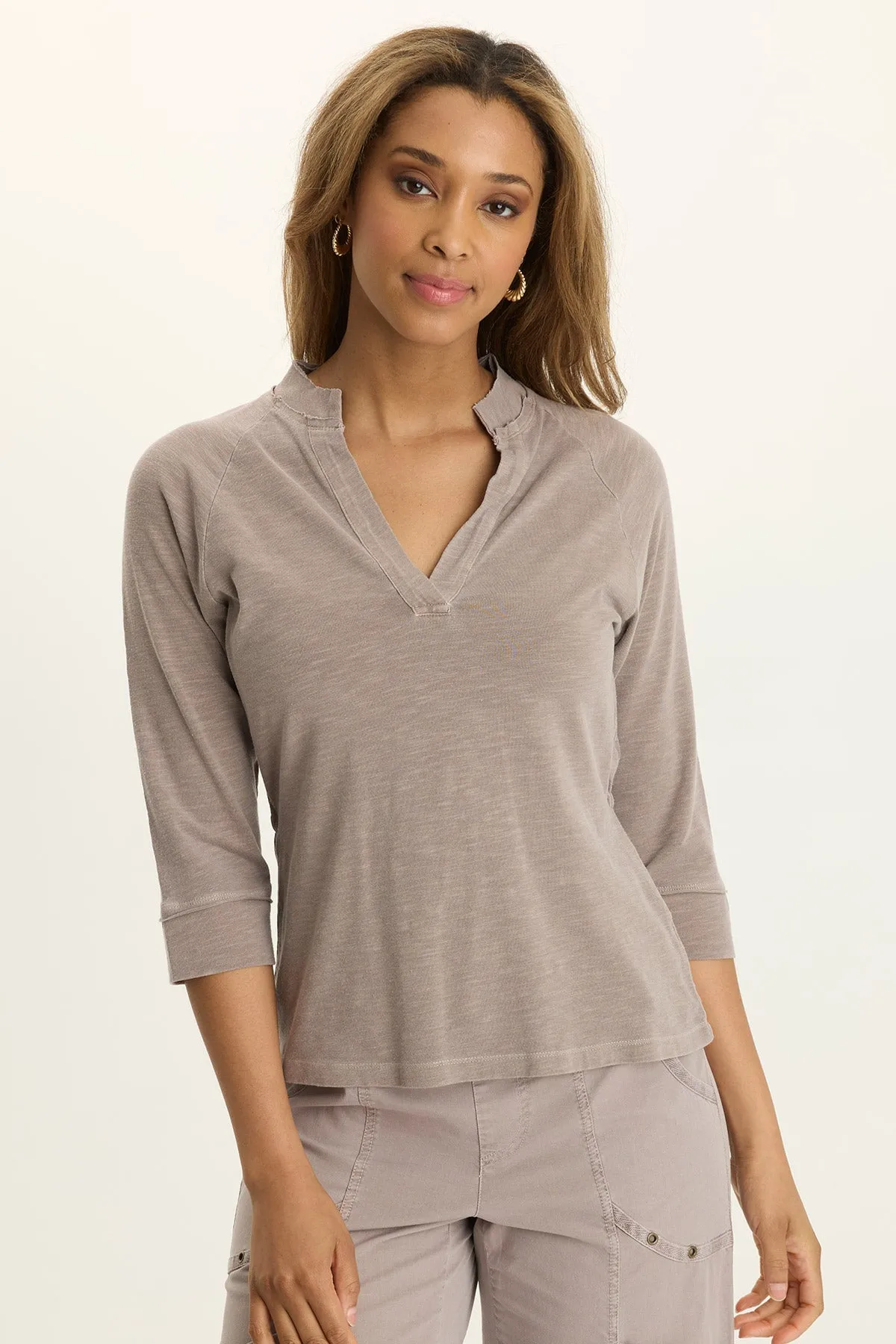 GridTexture Angelo Stretch Jersey V-Neck Tee