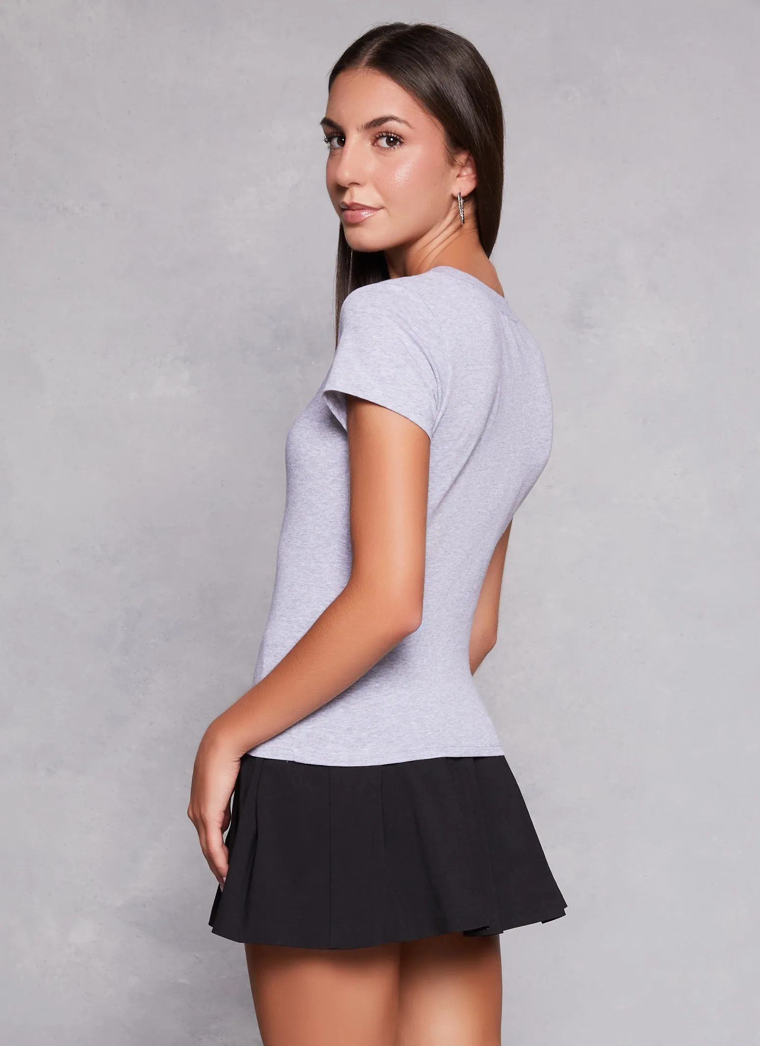 Comfy Fit Layer Solid V Neck Short Sleeve Tee