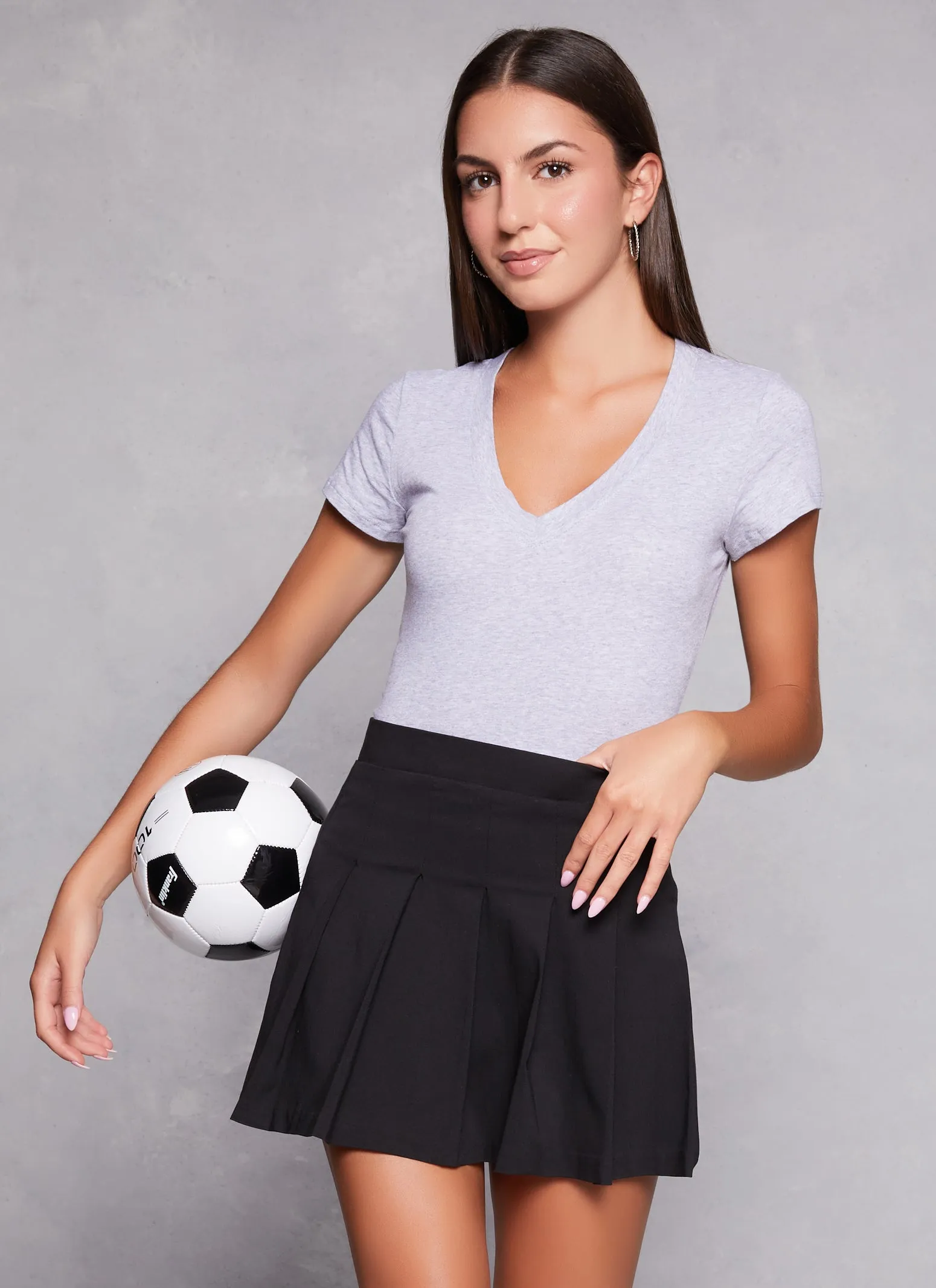 Weekend Comfort Wear Solid V Neck Short Sleeve Tee