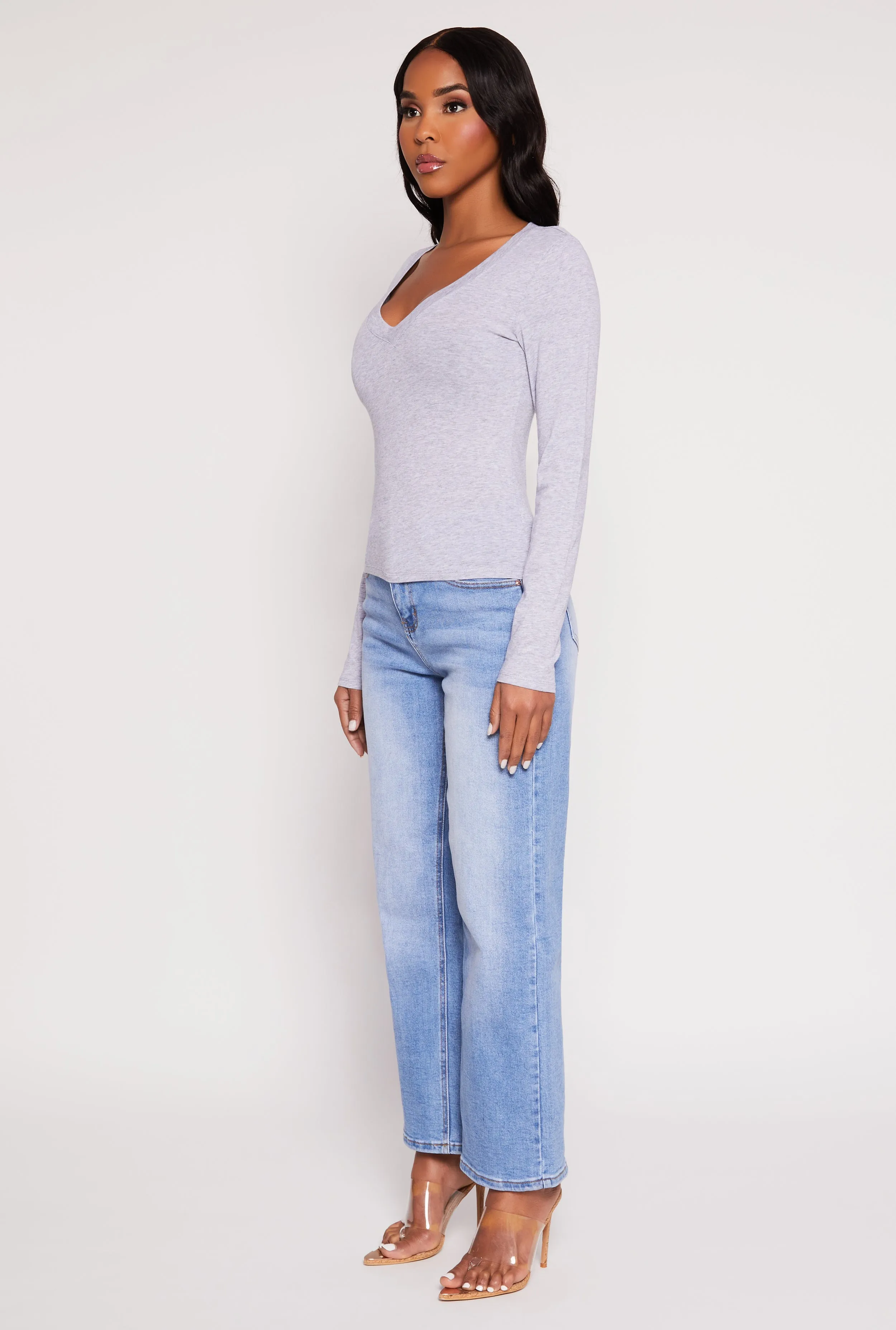 Basic Long Sleeve V Neck Top EthicalProduction