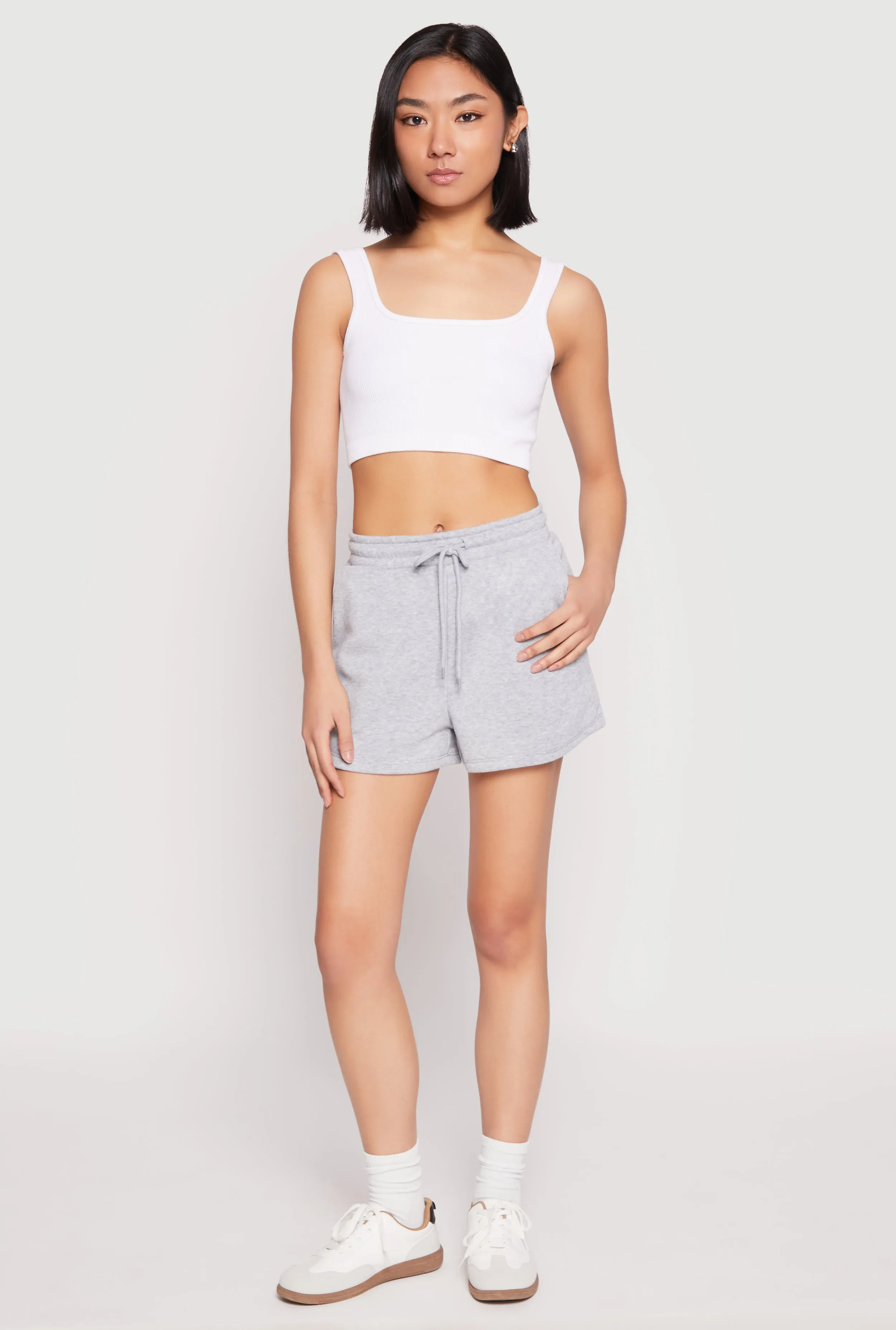 High Waist Drawstring Sweatshorts two piece outfit