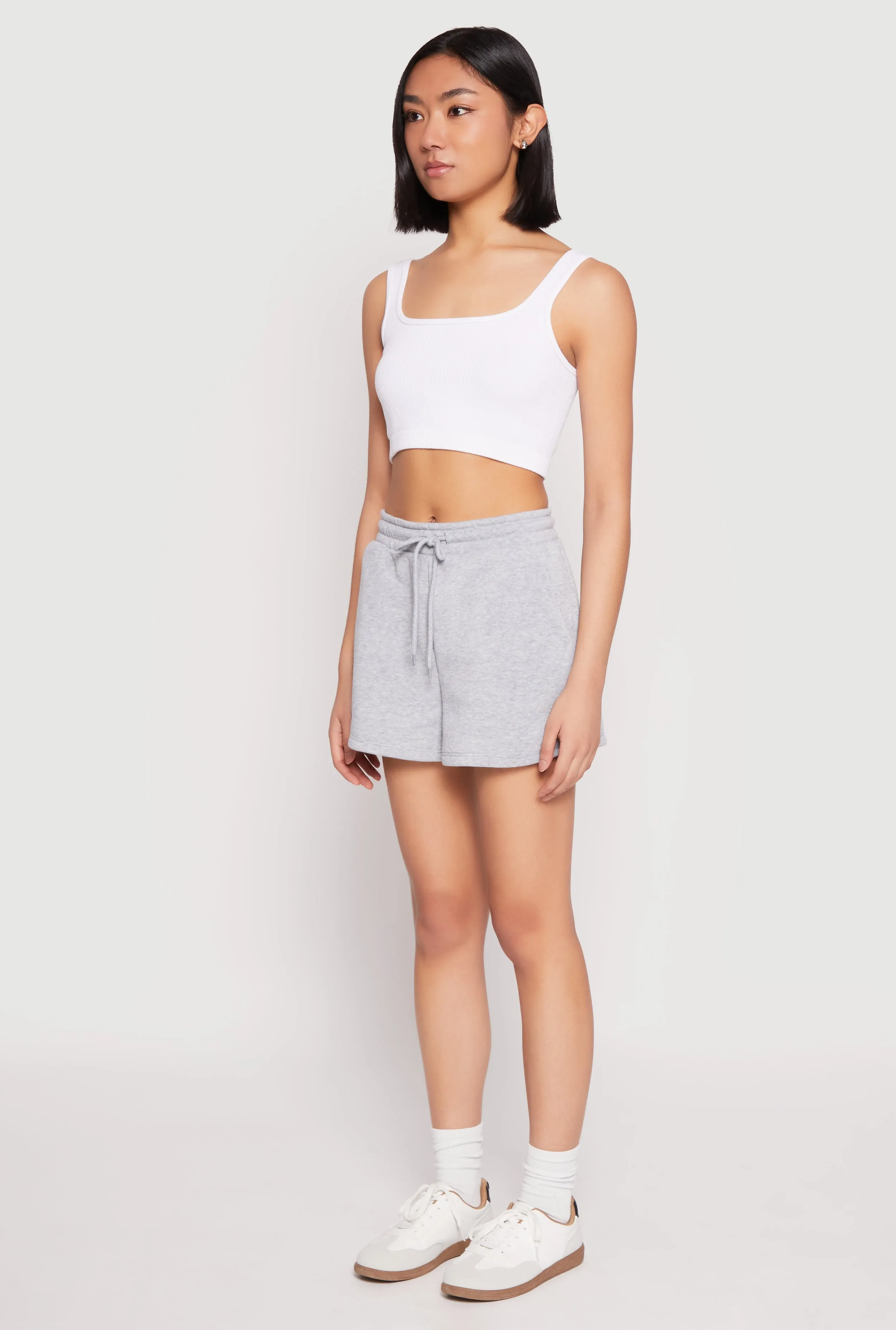 High Waist Drawstring Sweatshorts Stretchable Waistband