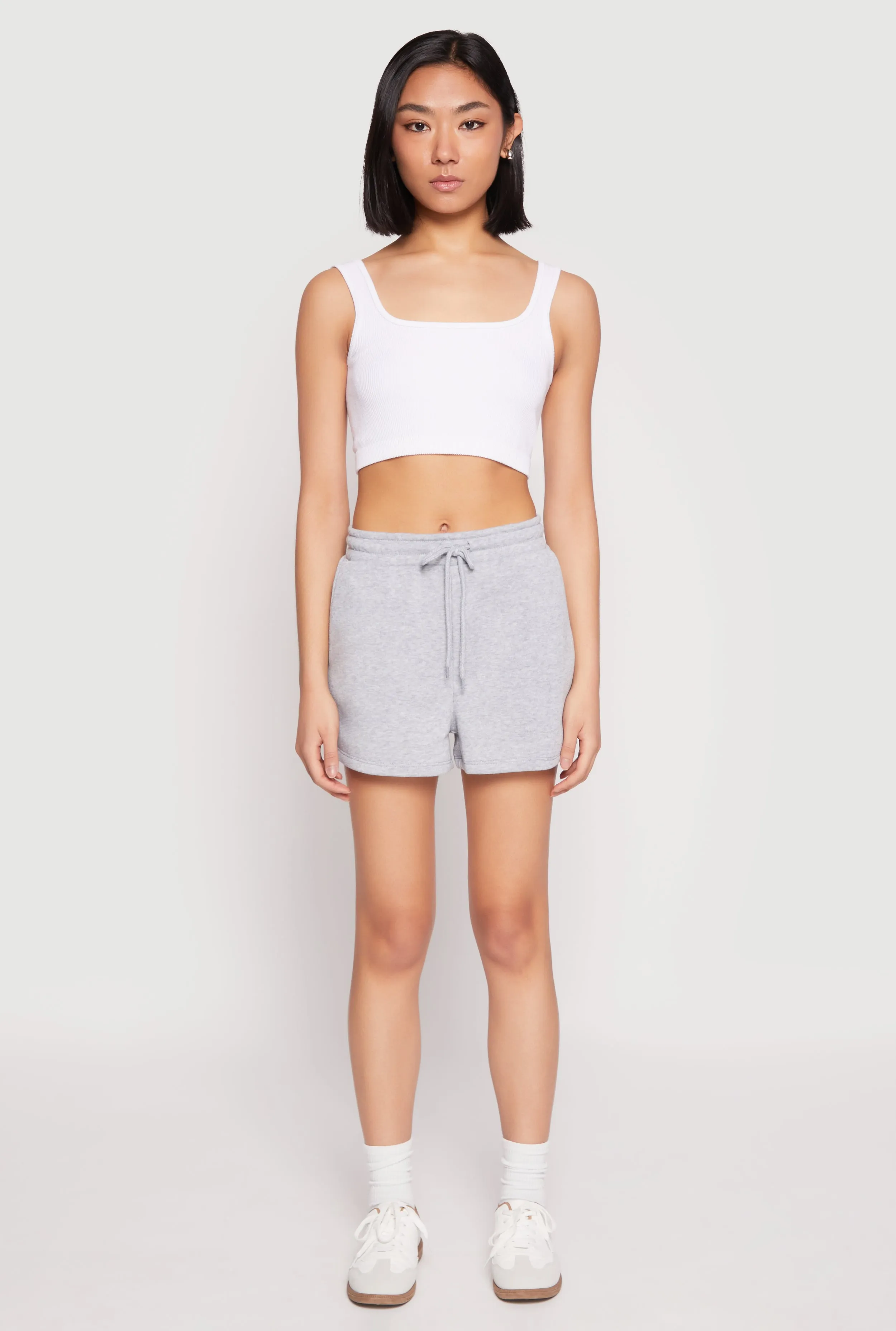 Lightweight Fabric High Waist Drawstring Sweatshorts