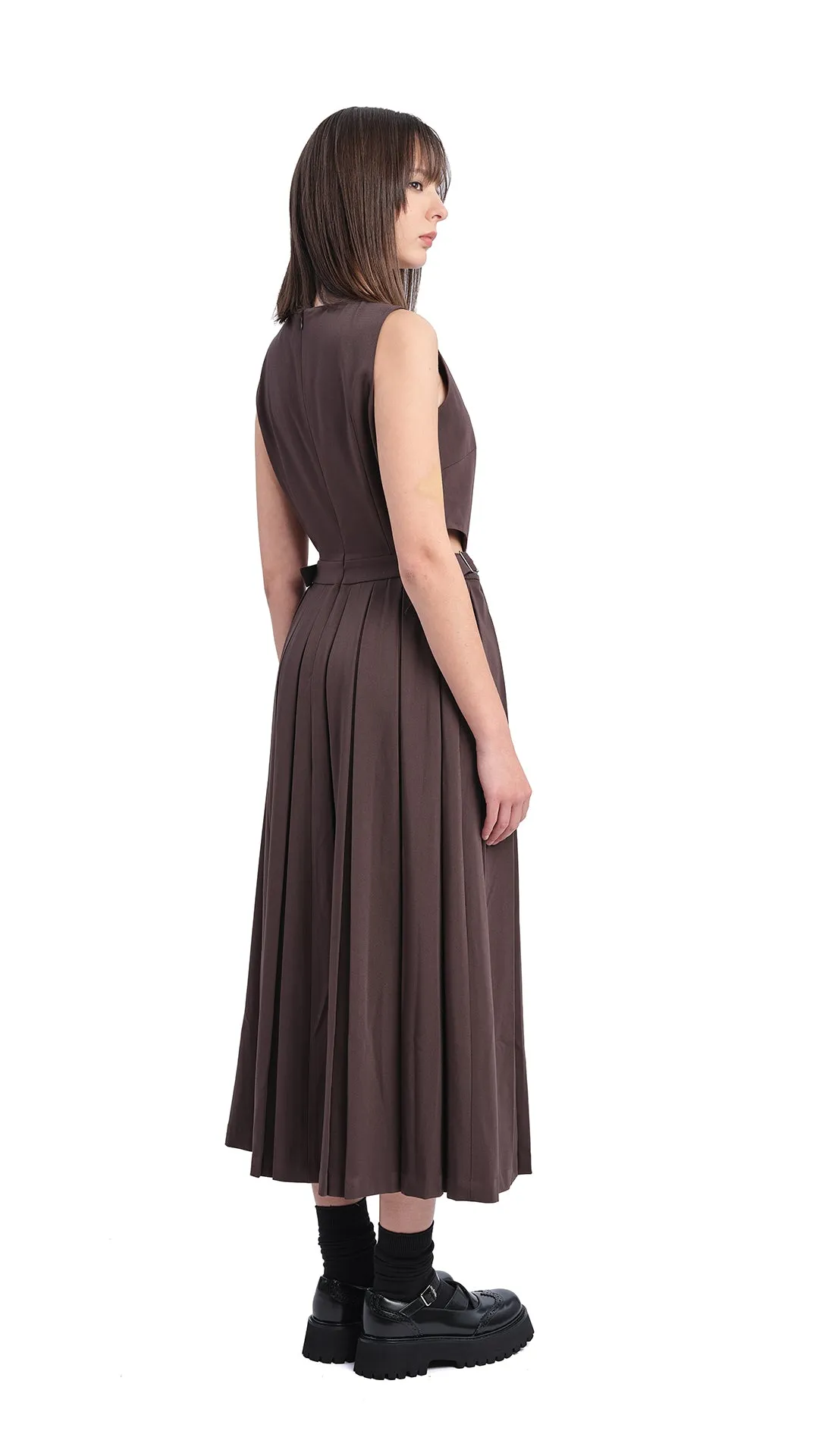 Luxury Mood Pleated Cut-out Dress