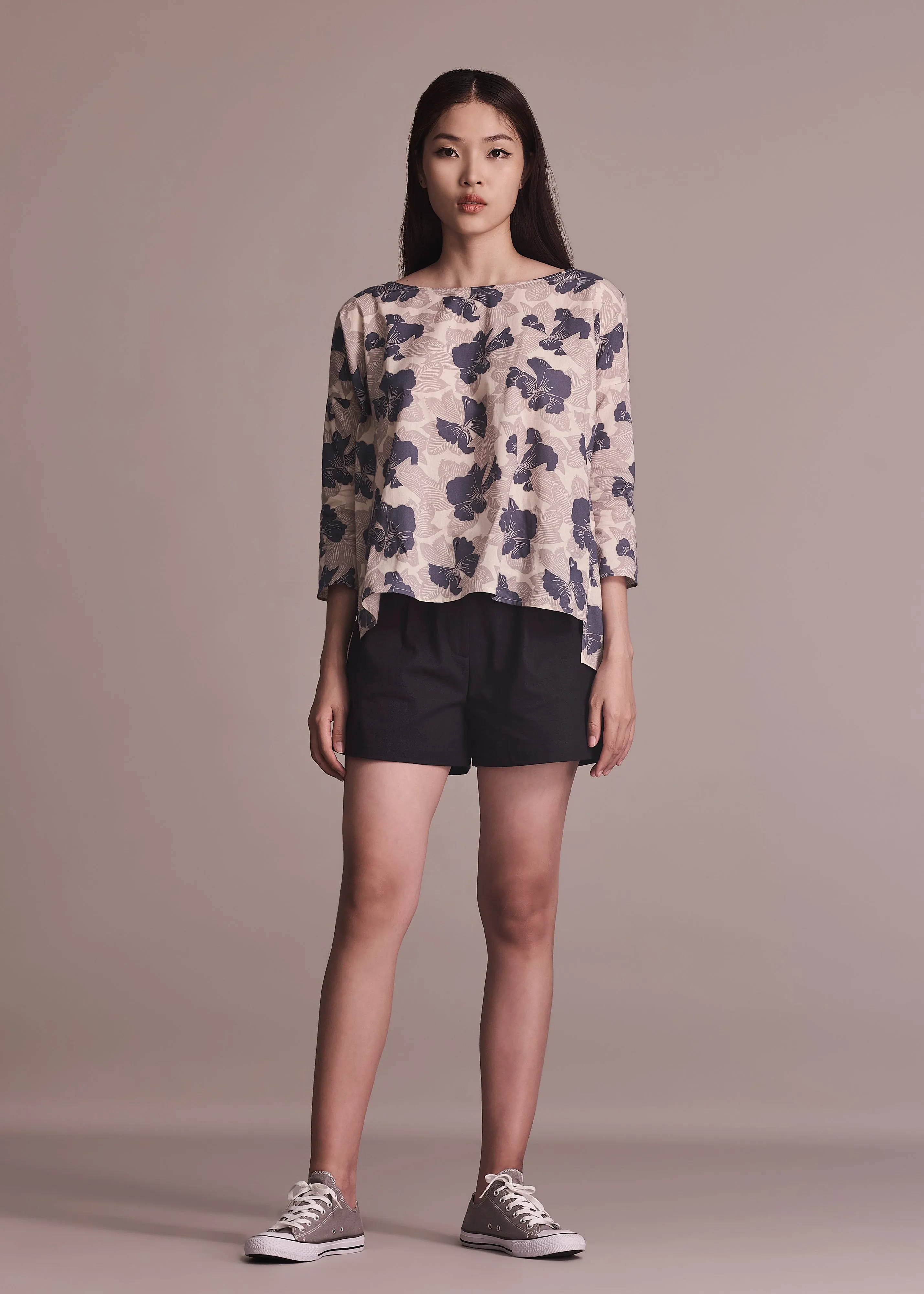 GARDENIA - BLACK MANGOSTEEN Flexible Waistline HighCollared Design