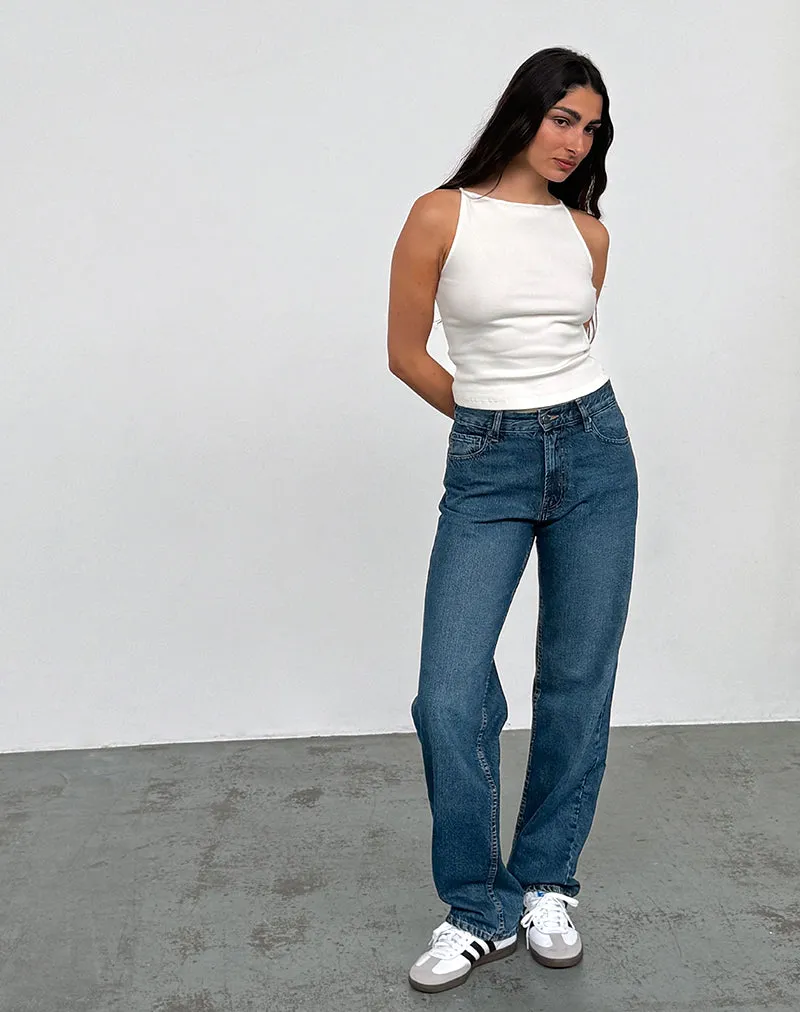 MoistureManagementSystem Free Shape Mid Rise Slim Parallel Jeans in Mid Blue Used