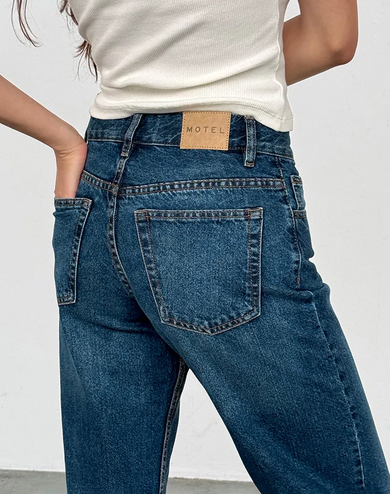 KnotFree Tailoring Mid Rise Slim Parallel Jeans in Mid Blue Used