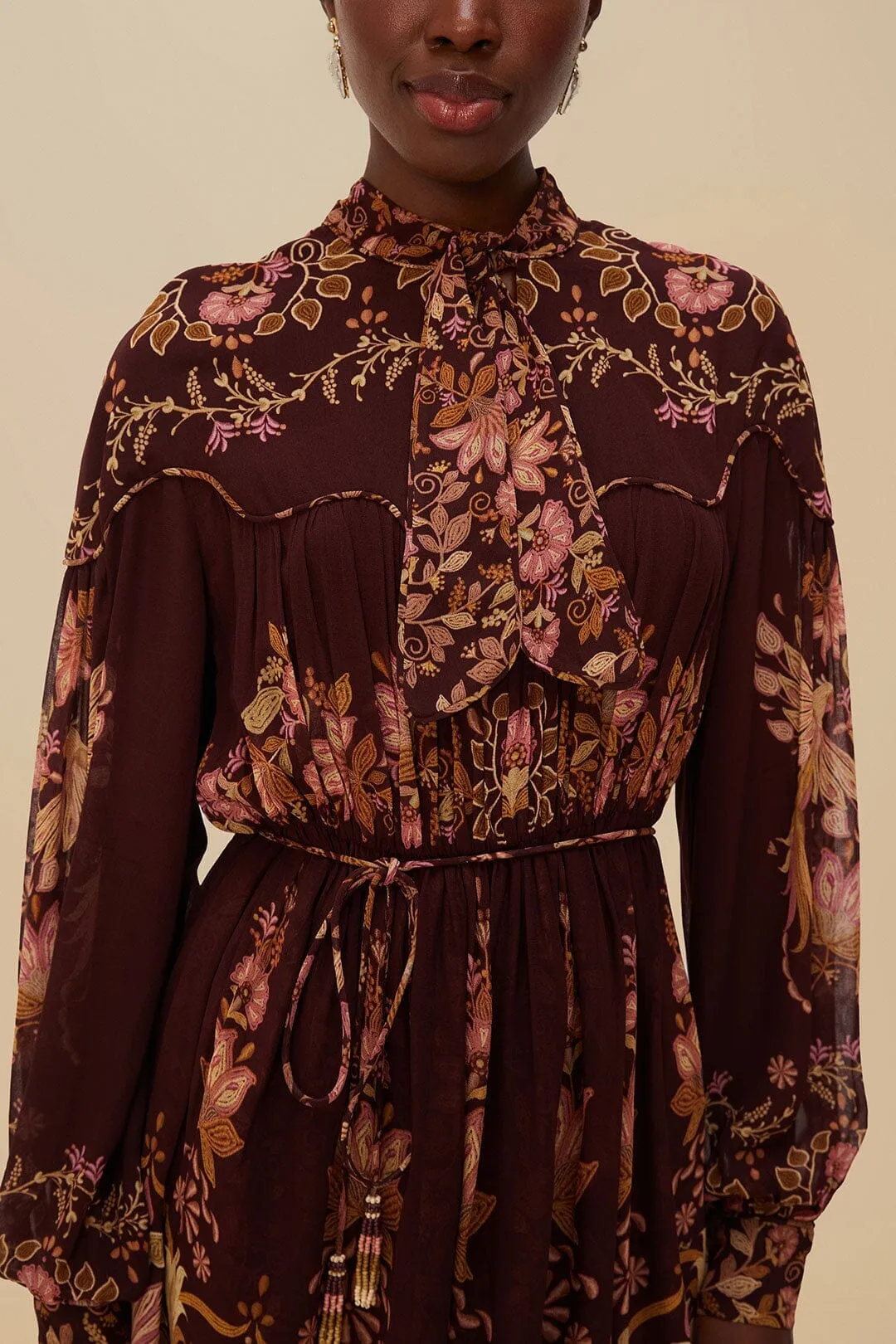 Burgundy Bella Knotted Neckline Mini Dress Scene Soft