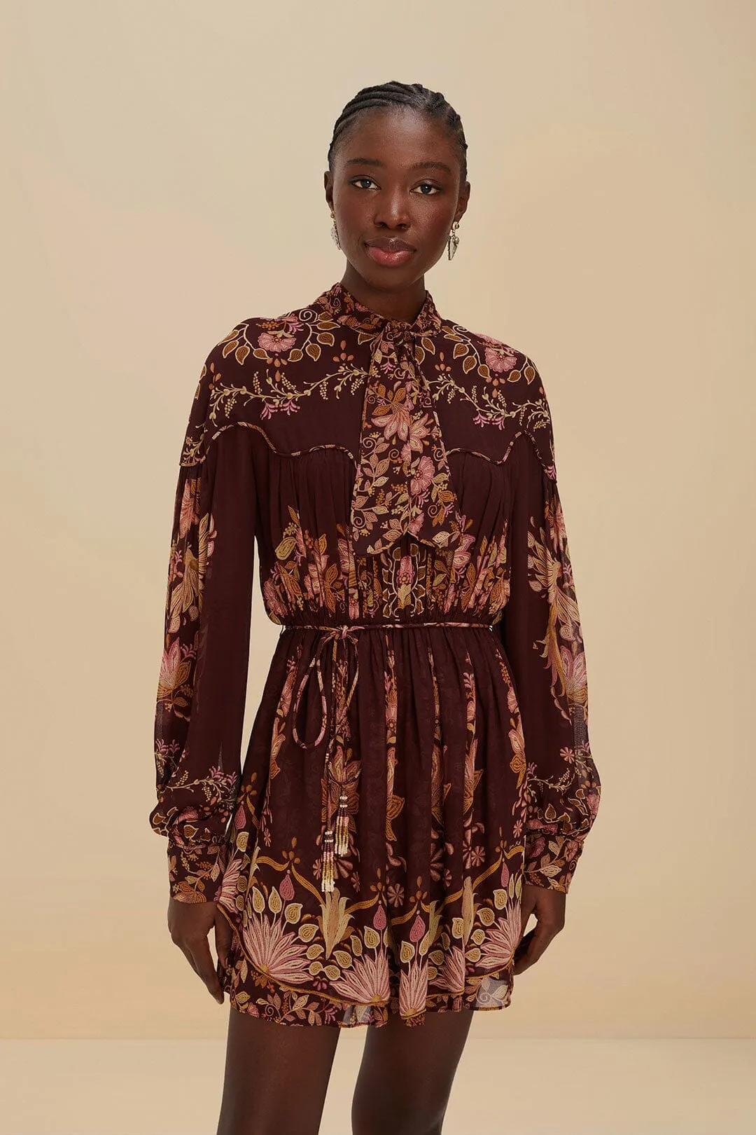 Burgundy Bella Knotted Neckline Mini Dress Vibrant Fashion
