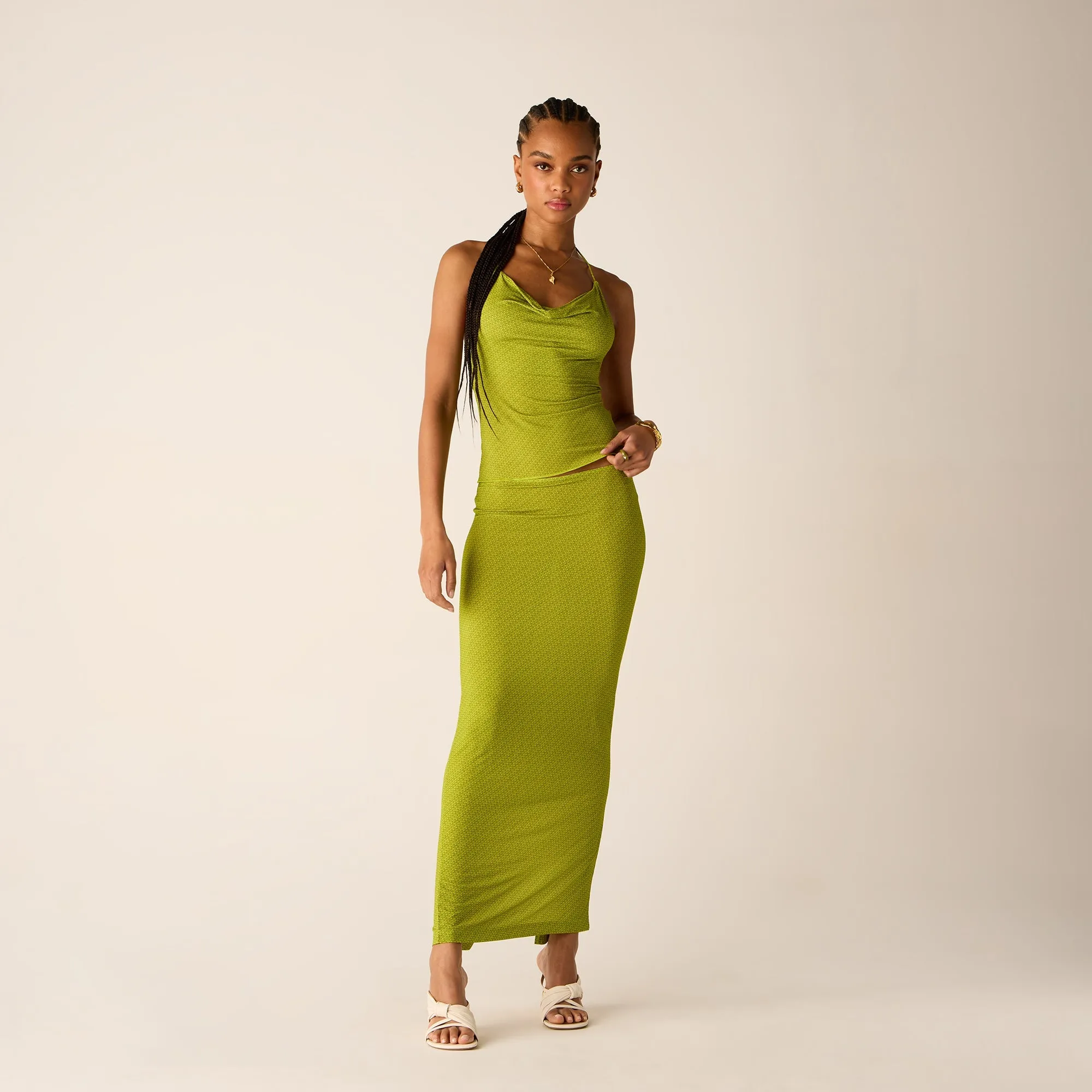 oil storage Adjustable Hem Tension Kith Women Sori Micro Monogram Halter - Pistachio
