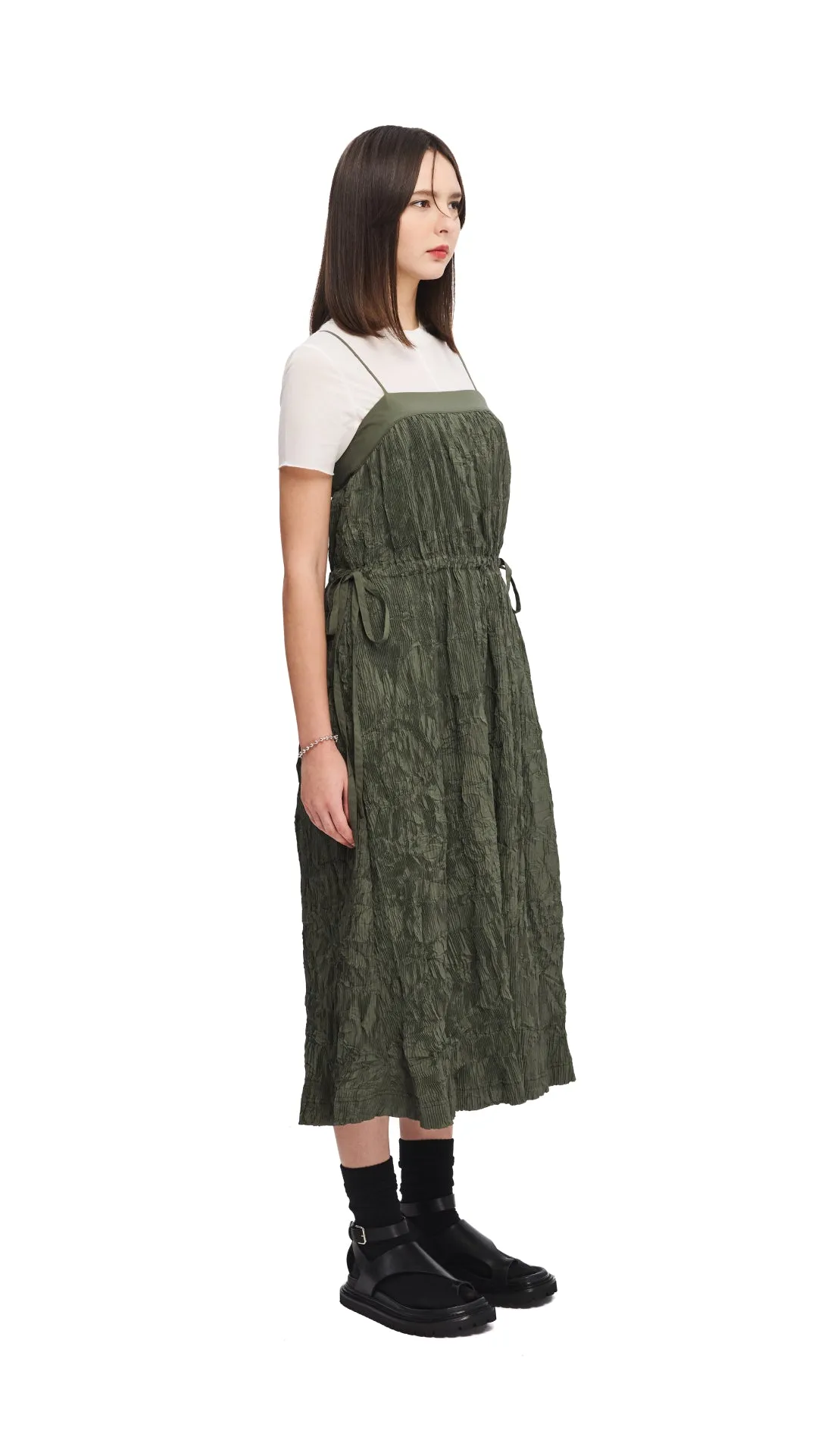 Crinkle Pleat Dress Royal Ease