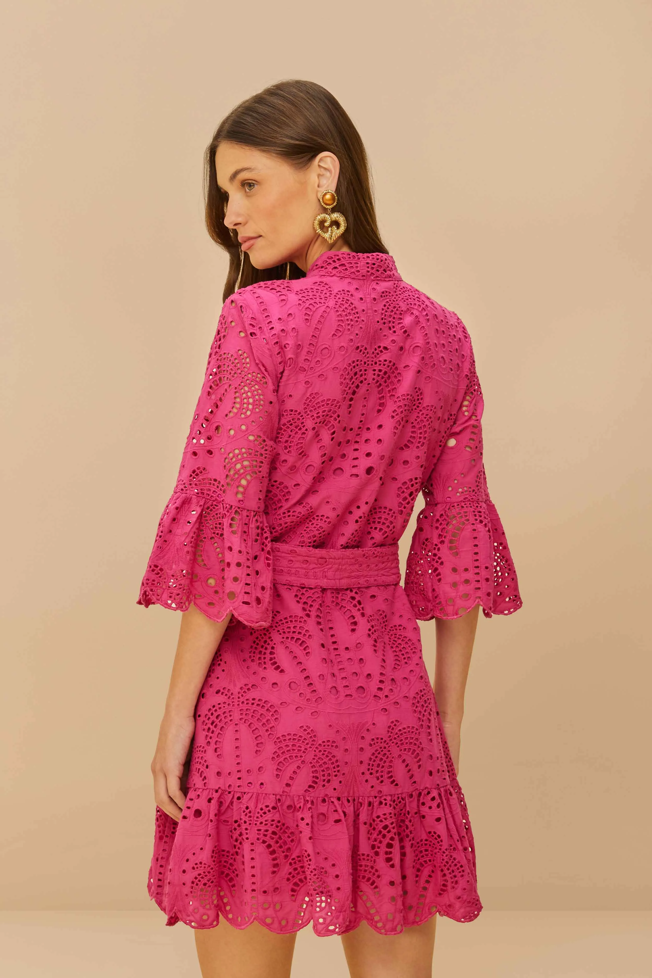 Pink Palm Tree Mini Dress Edge Shine Timeless Look