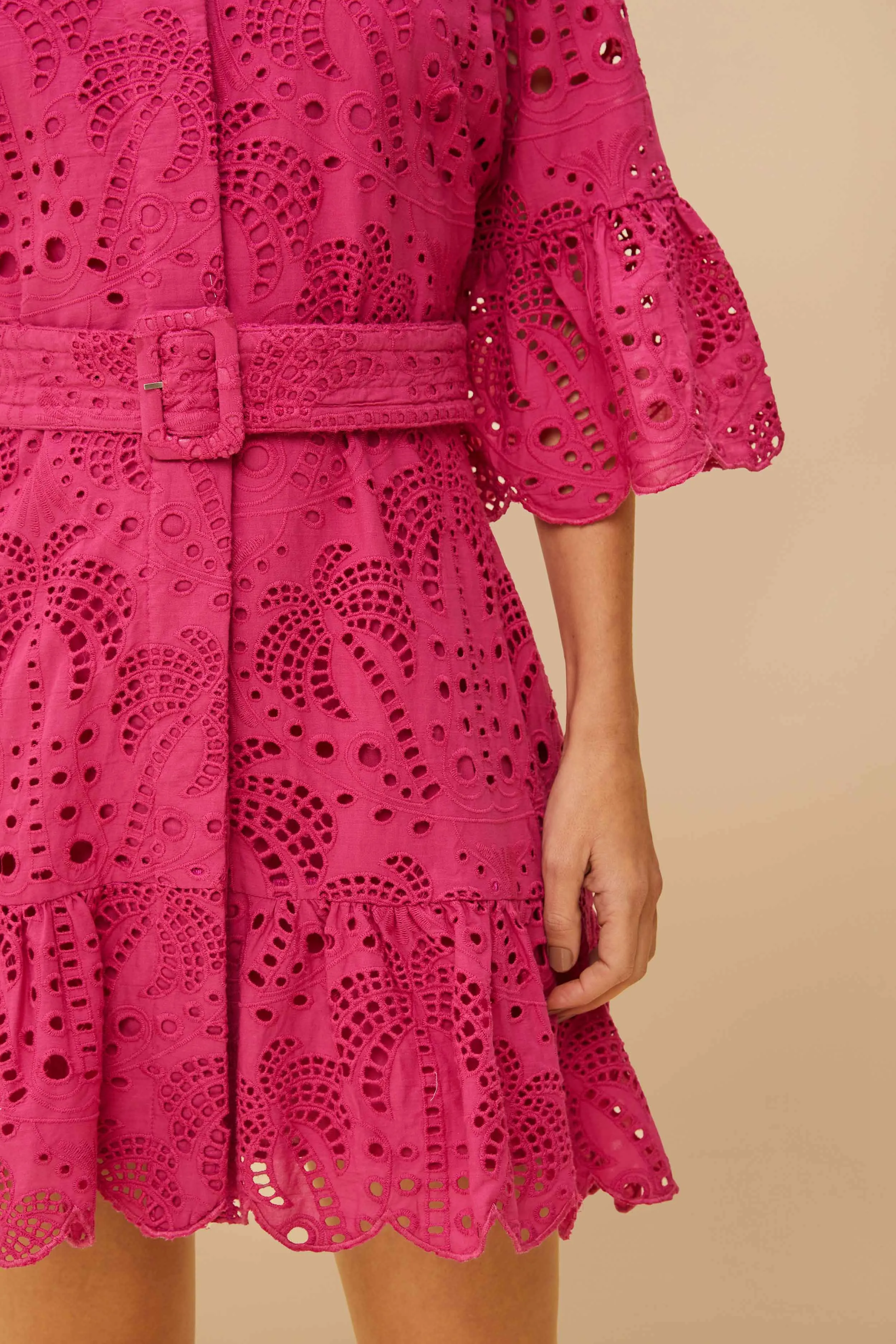 Pink Palm Tree Mini Dress Soft Brushed Interior