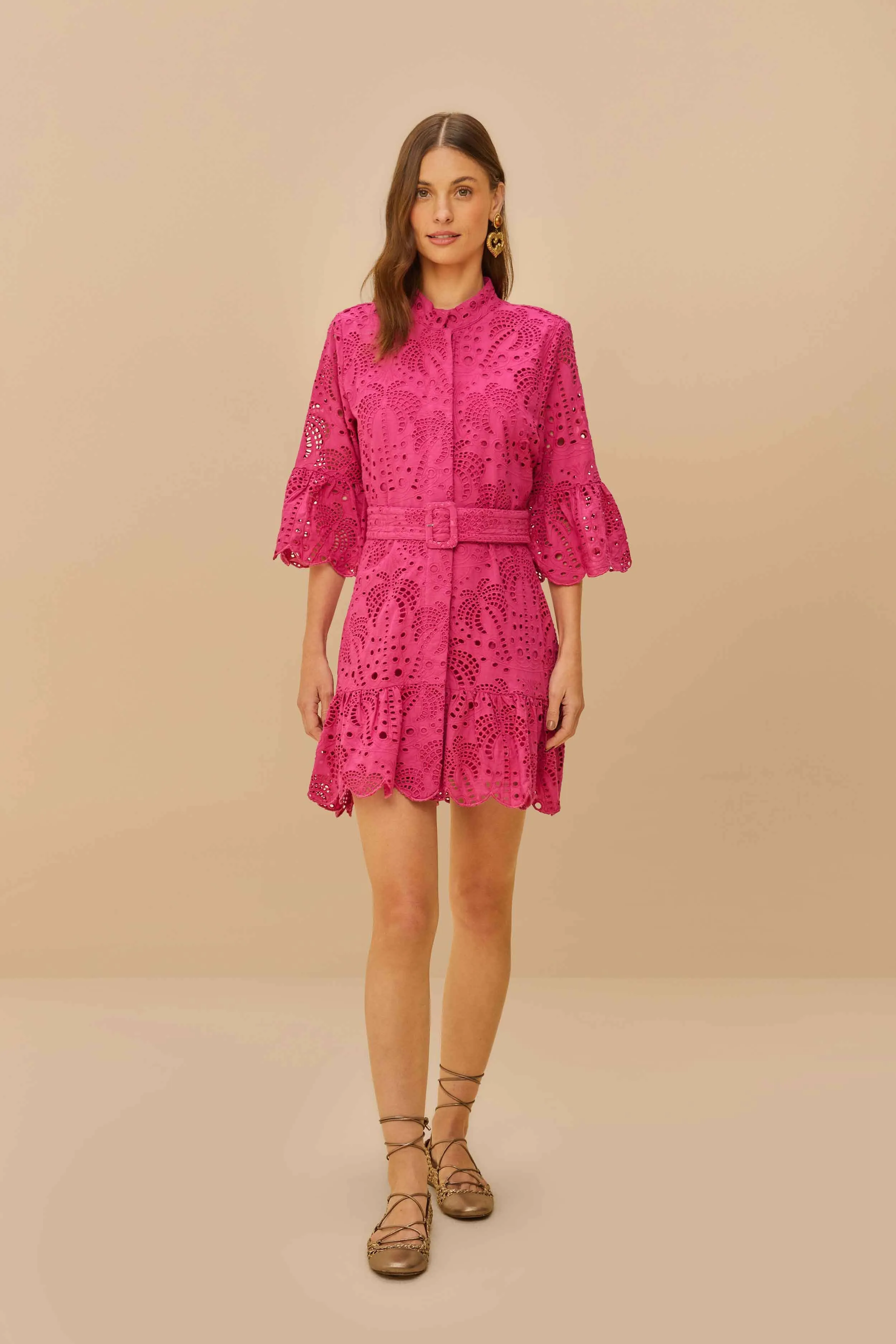 Simple Chic Charming Style Pink Palm Tree Mini Dress